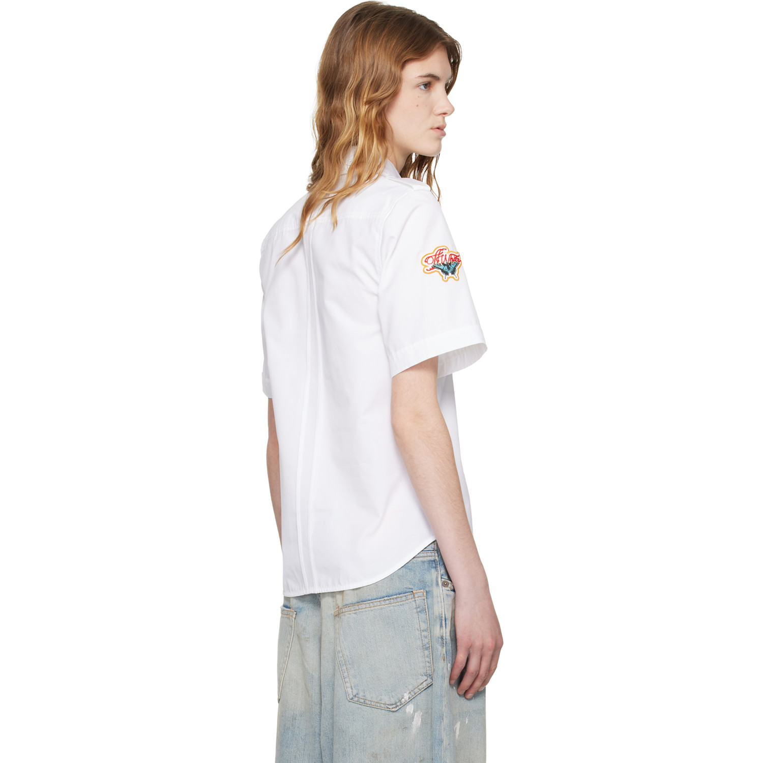  Off-white White Popeline Short Sleeve Fitted Shirt 