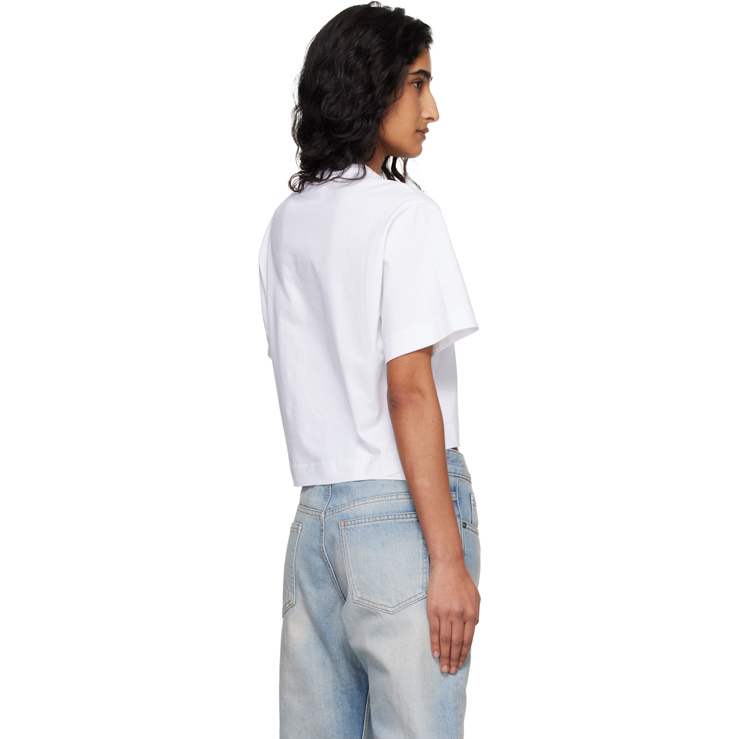  Off-white White Bookish Glowing Flower Crop T-shirt 