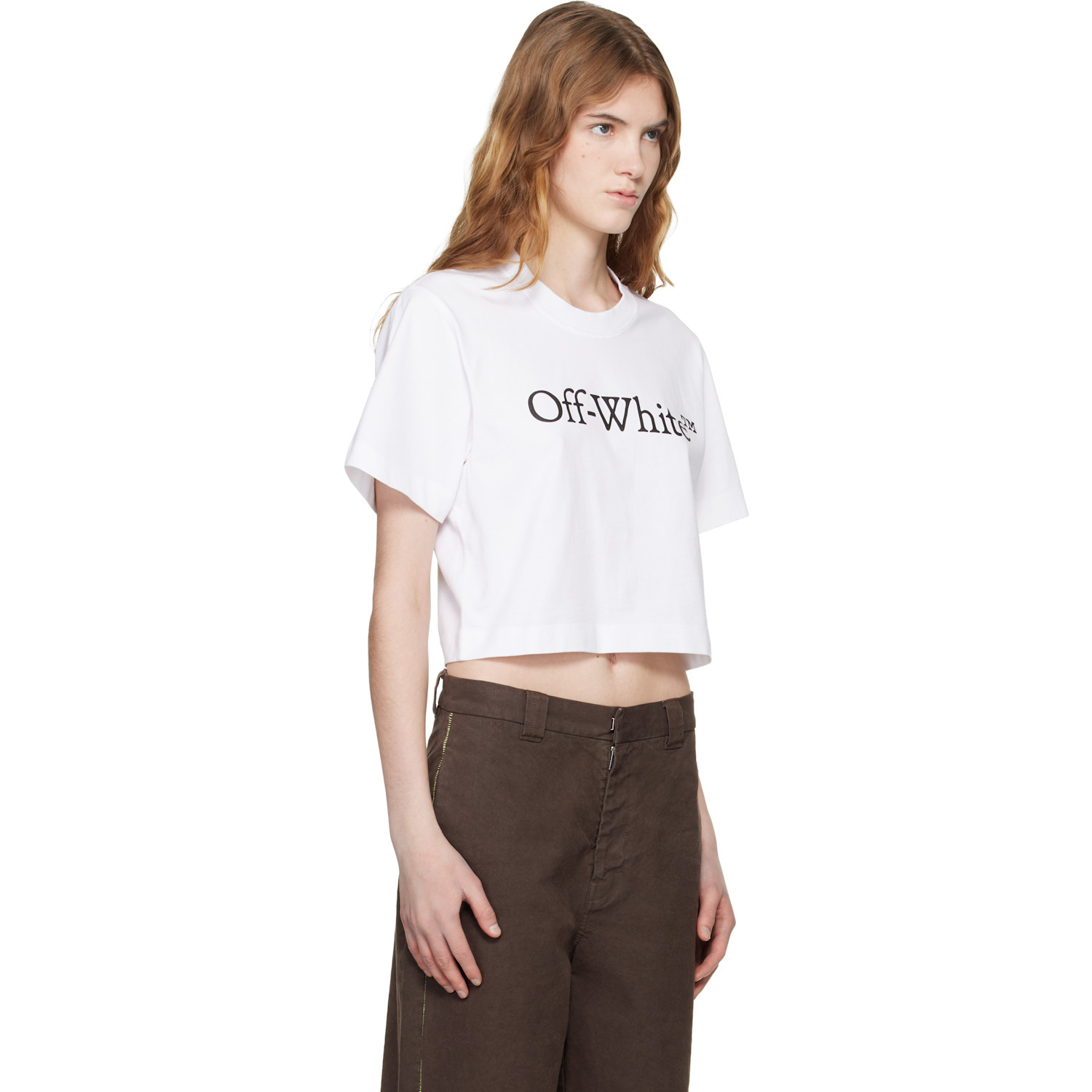  Off-white White Big Logo Bookish Crop T-shirt 
