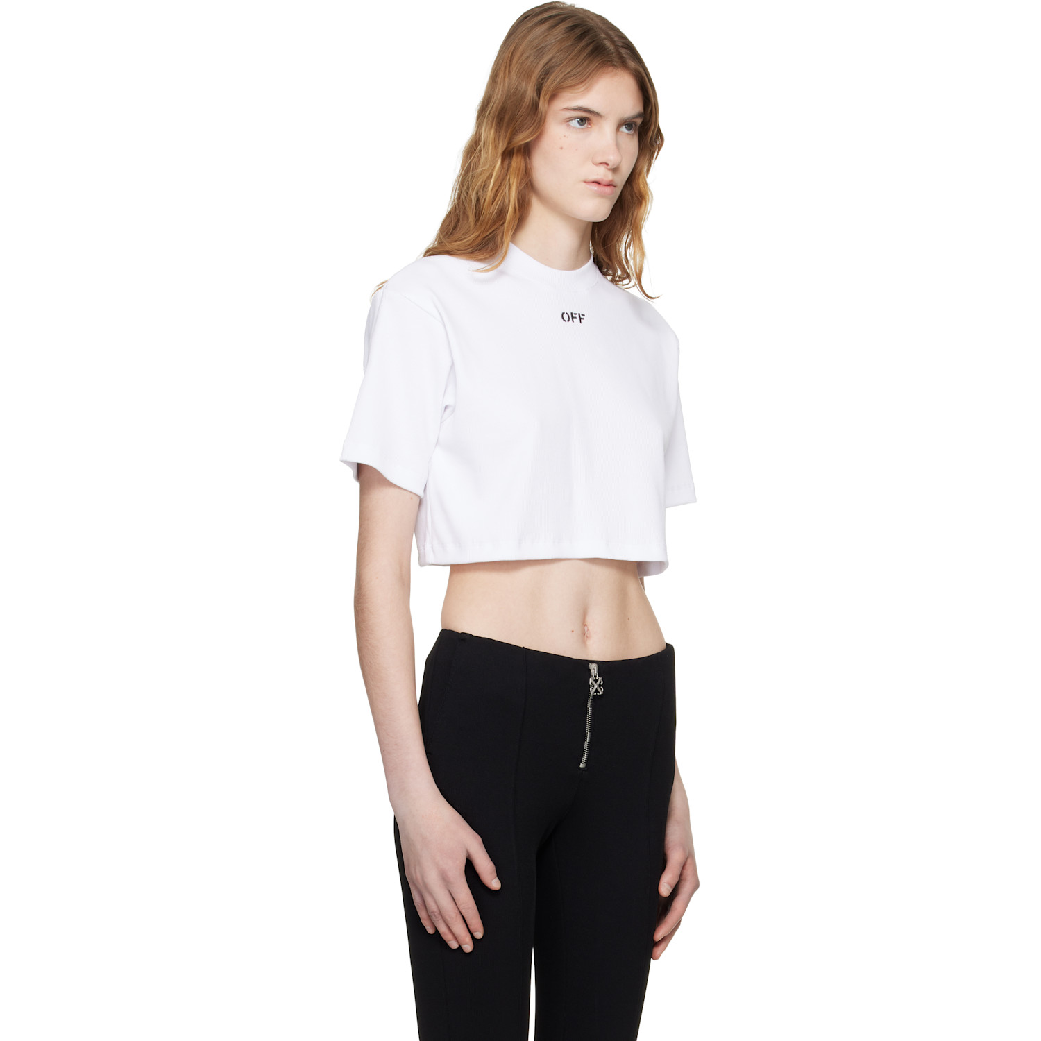  Off-white White 'off' Stamp Rib Cropped T-shirt 