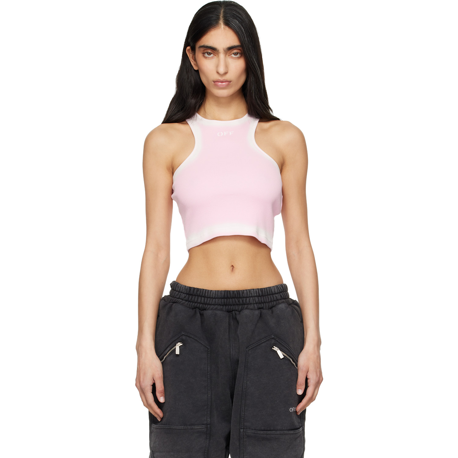 Off-White Pink Spray Off Stamp Tank Top