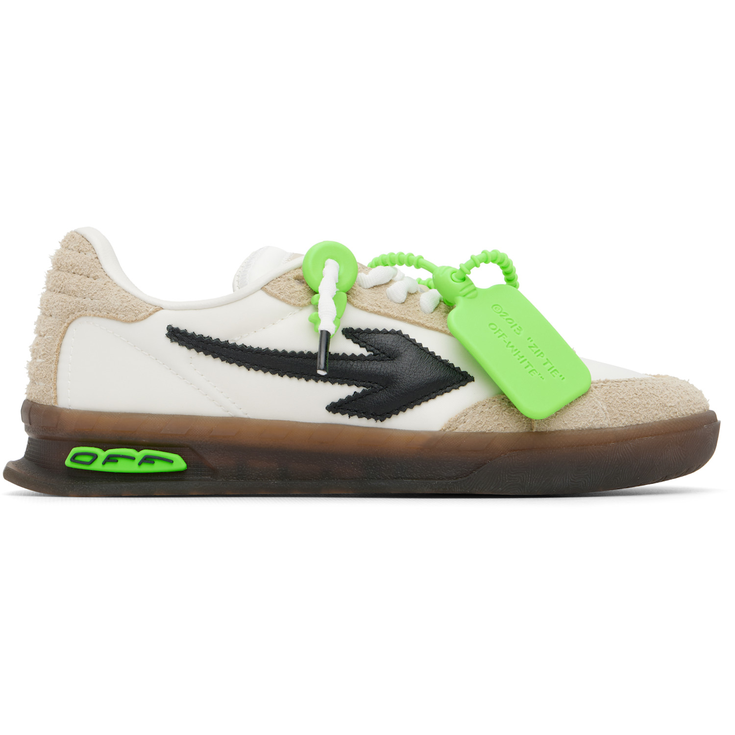 Off-White White & Beige New Slim Sneakers