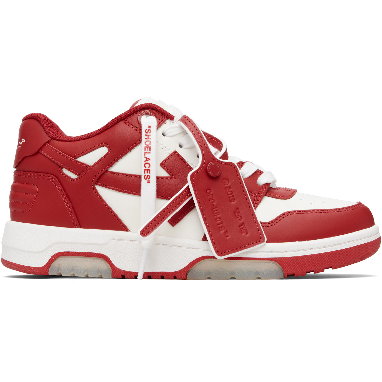 Off-White Red & White 'Out Of Office' Calf Leather Sneakers