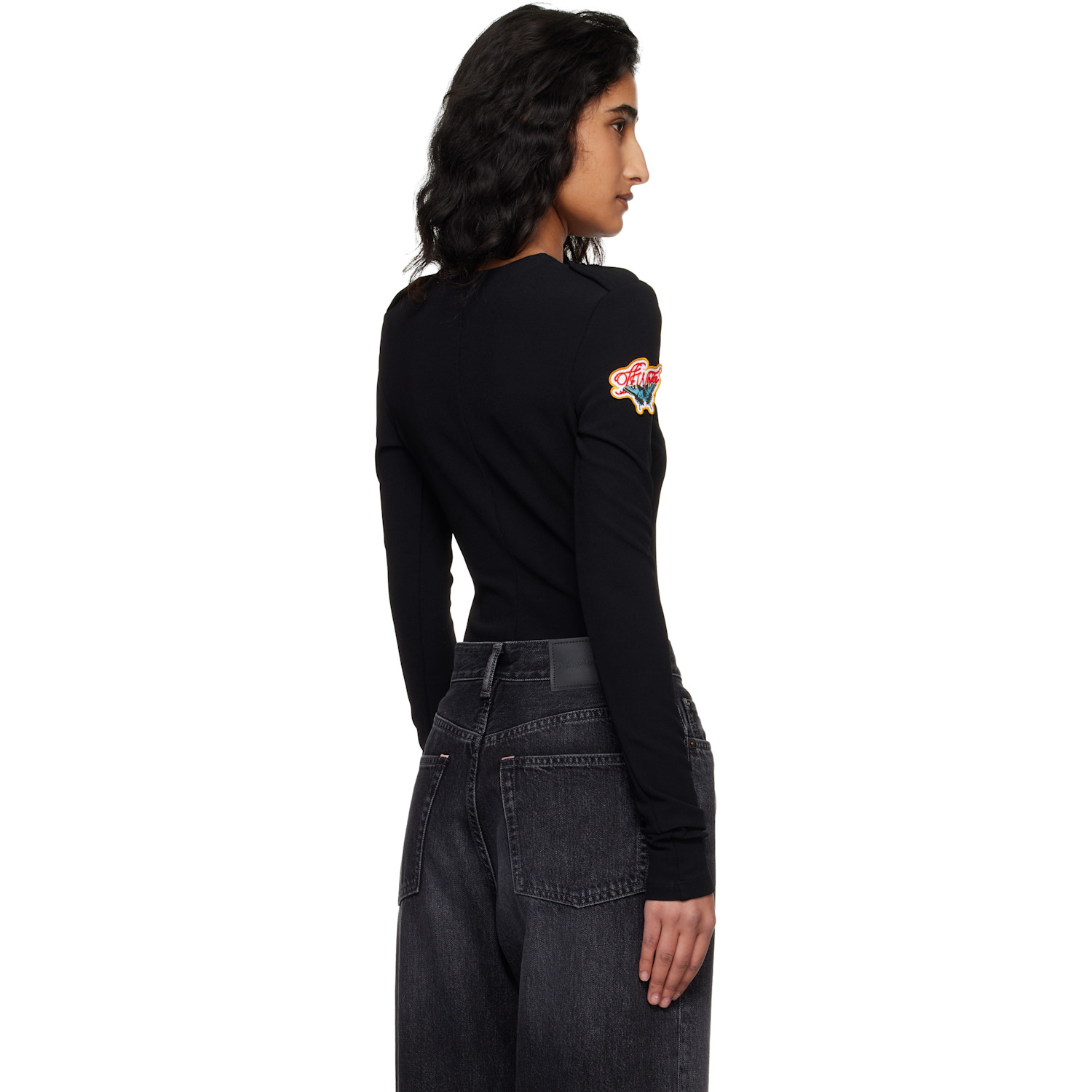  Off-white Black Heavy Jersey Button Up Bodysuit 
