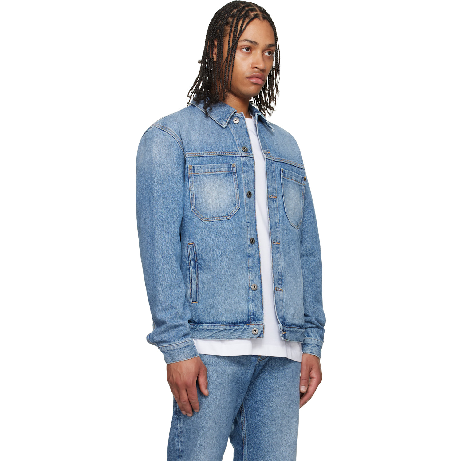  Off-white Blue Half Arrow Denim Skate Jacket 