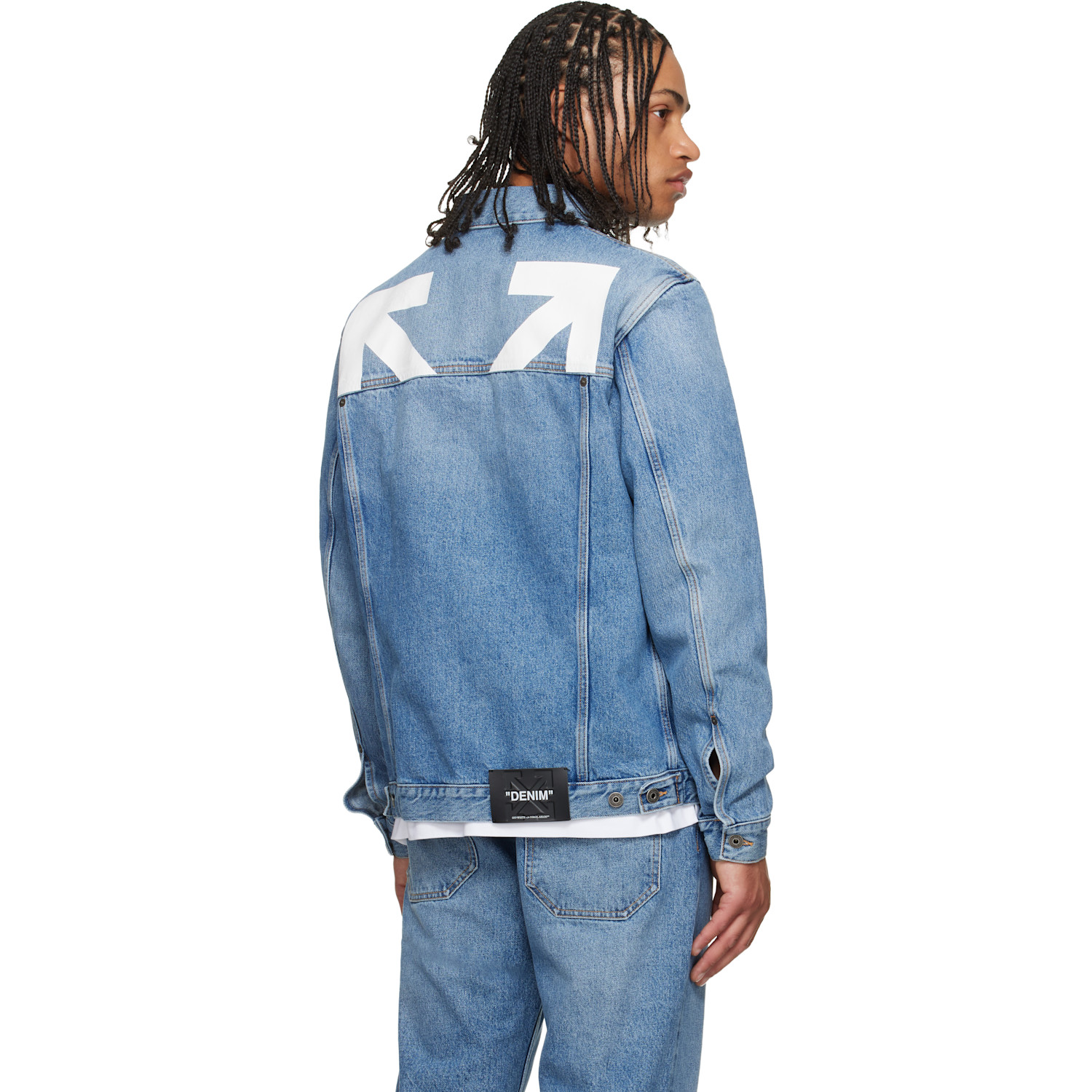  Off-white Blue Half Arrow Denim Skate Jacket 