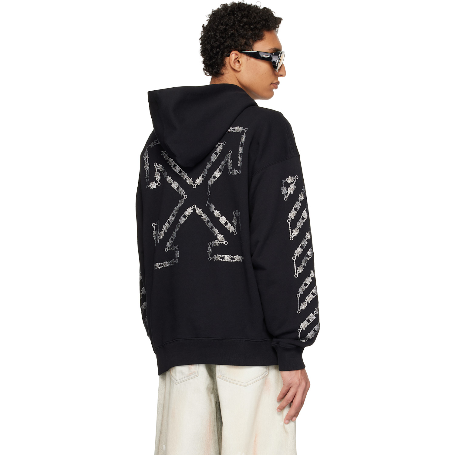  Off-white Black Chain Arrow Diagonal Skate Hoodie 