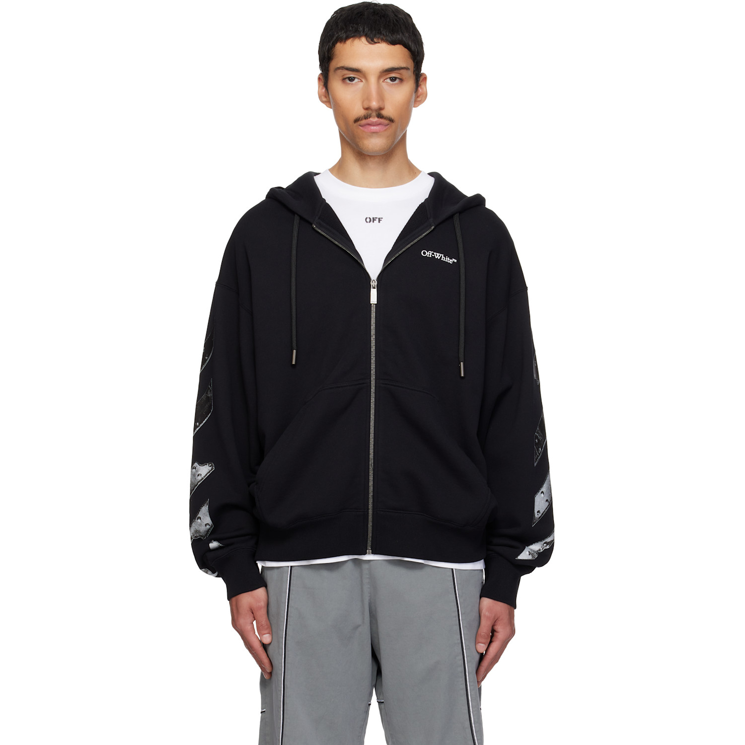Off-White Black Metal Arrow Skate Zip Hoodie