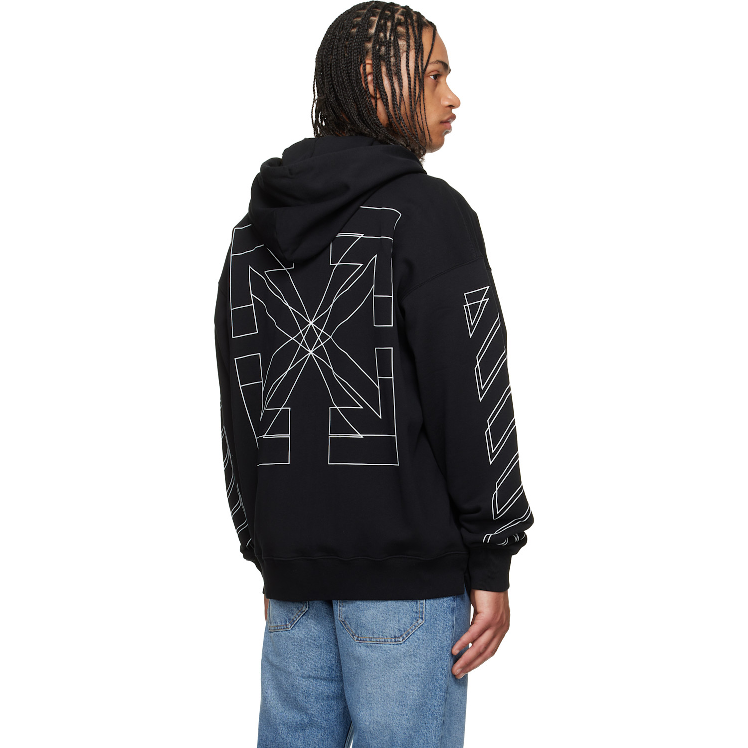  Off-white Black Outline Double Arrow Skate Zip Hoodie 