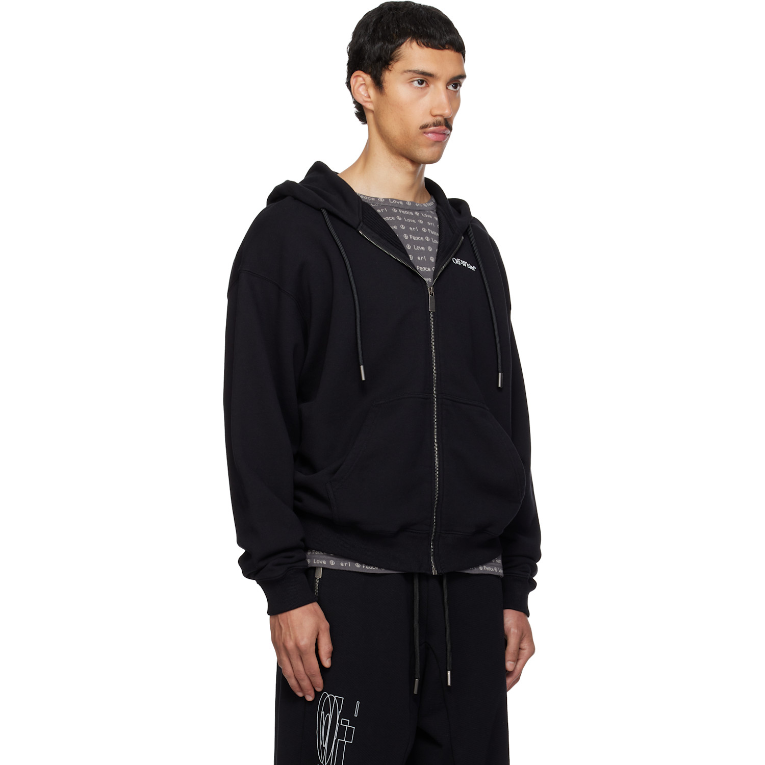  Off-white Black Half Arrow Skate Zip Hoodie 