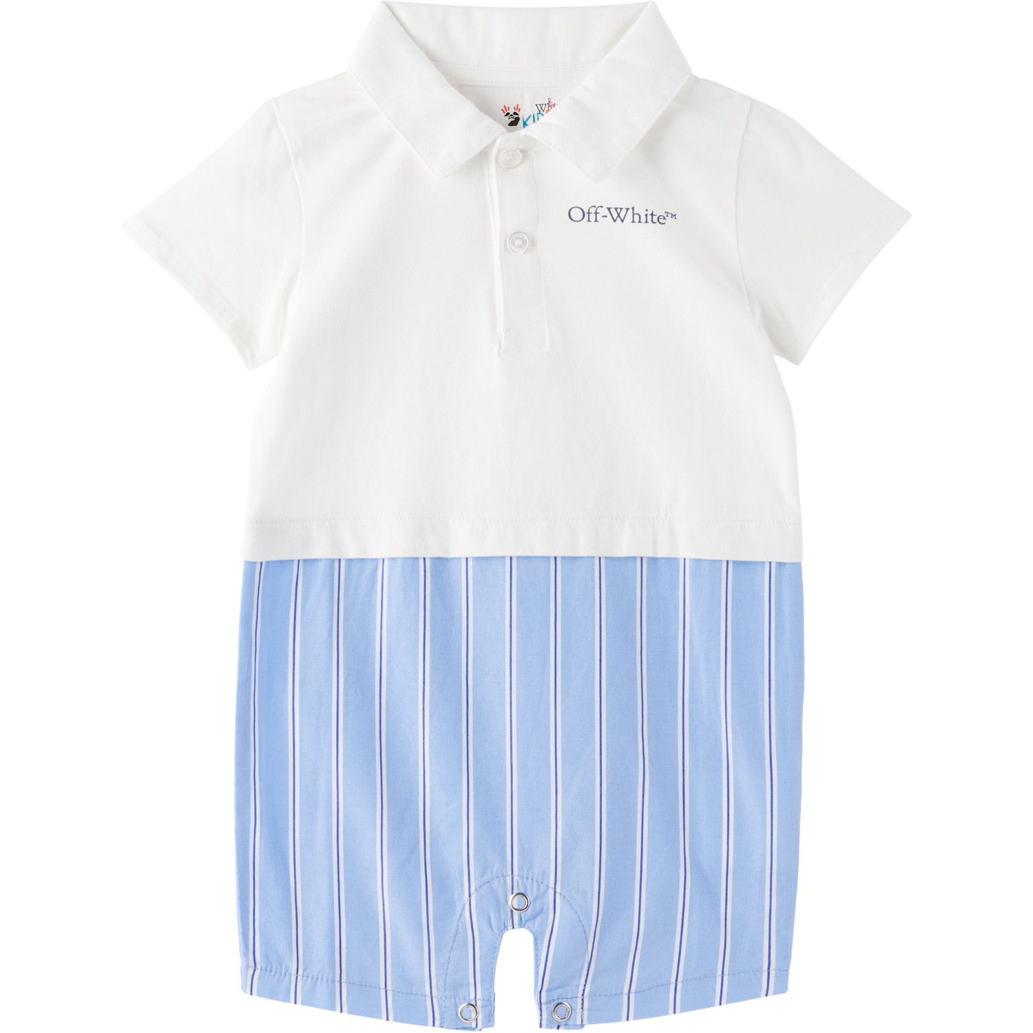 Off-white Kids' Baby White & Blue Bookish Mix Jumpsuit