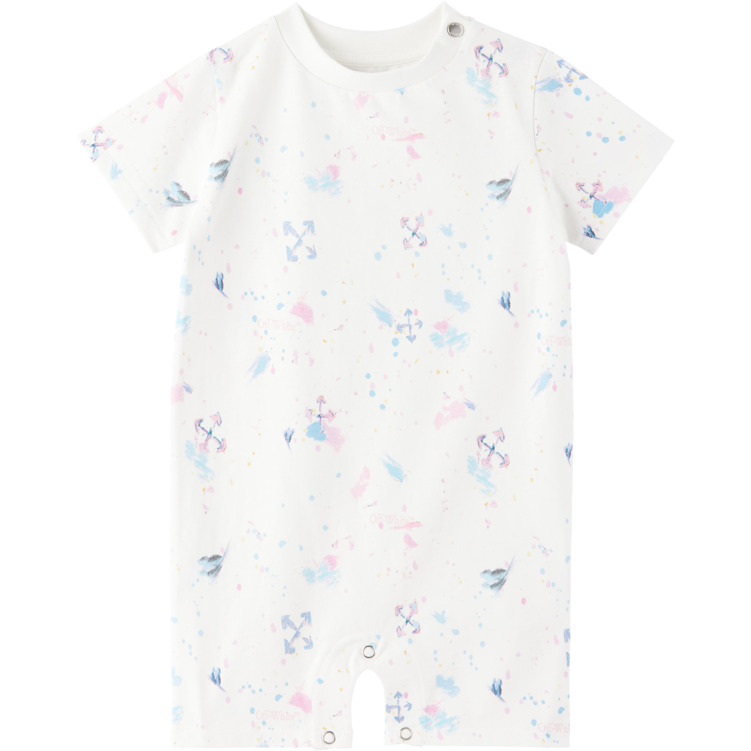Off-white Baby White Arrow Splat Jumpsuit In Pink