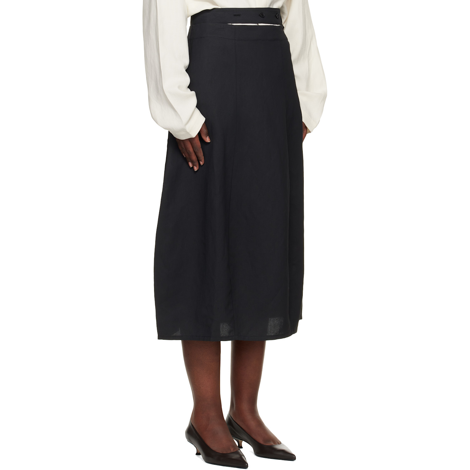  Studio Nicholson Black Orcha Midi Skirt 