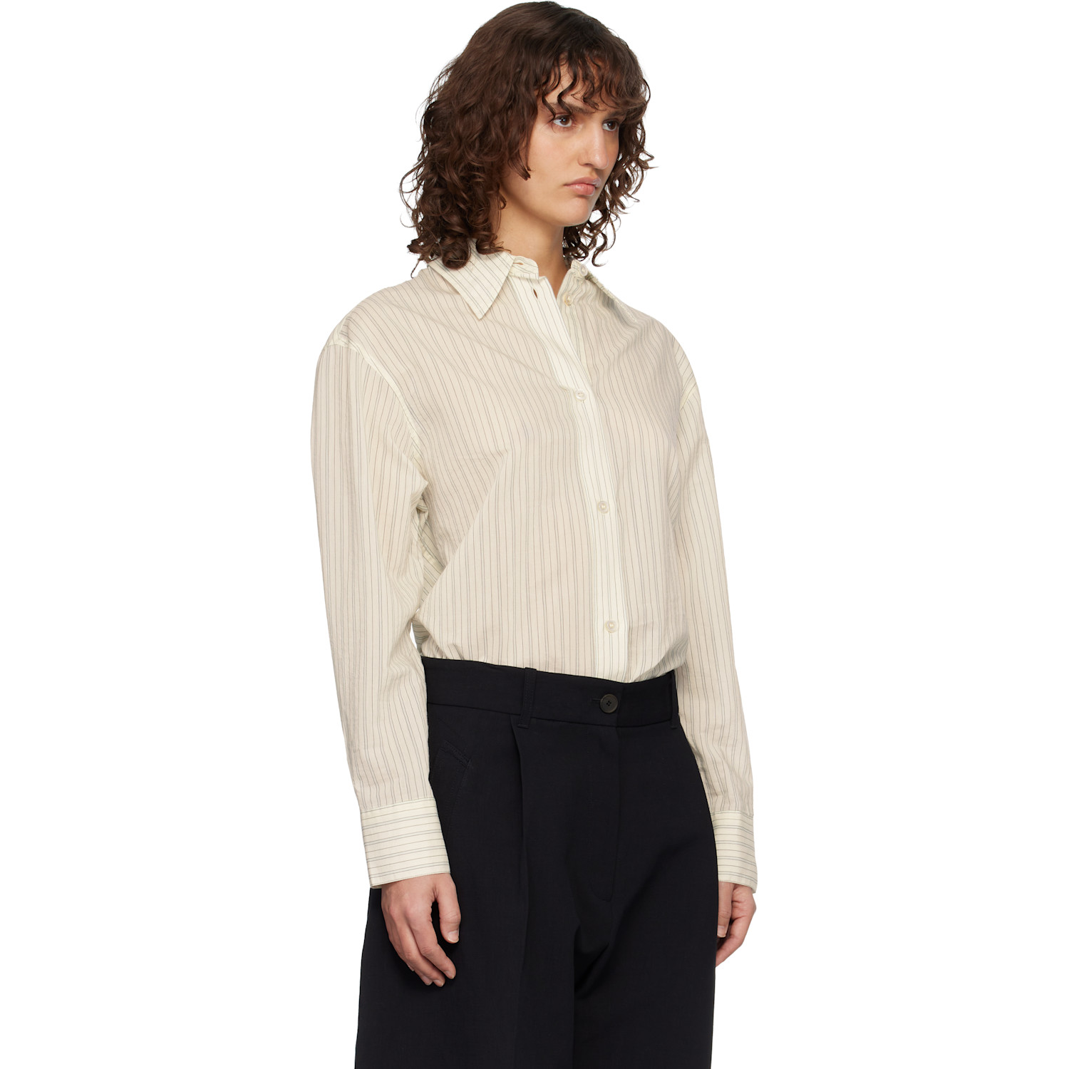  Studio Nicholson Off-white Classic Oversized Sheer Shirt 