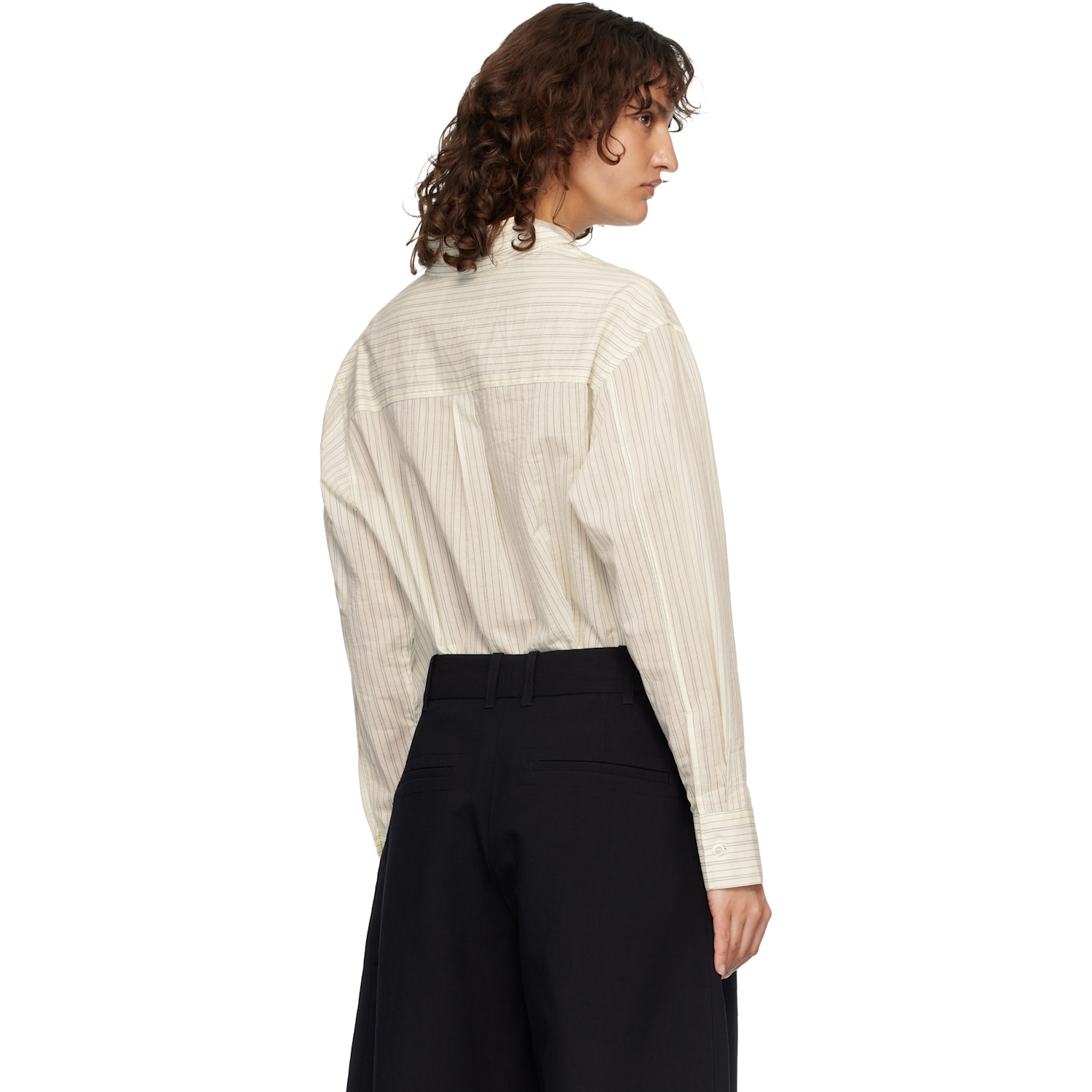  Studio Nicholson Off-white Classic Oversized Sheer Shirt 
