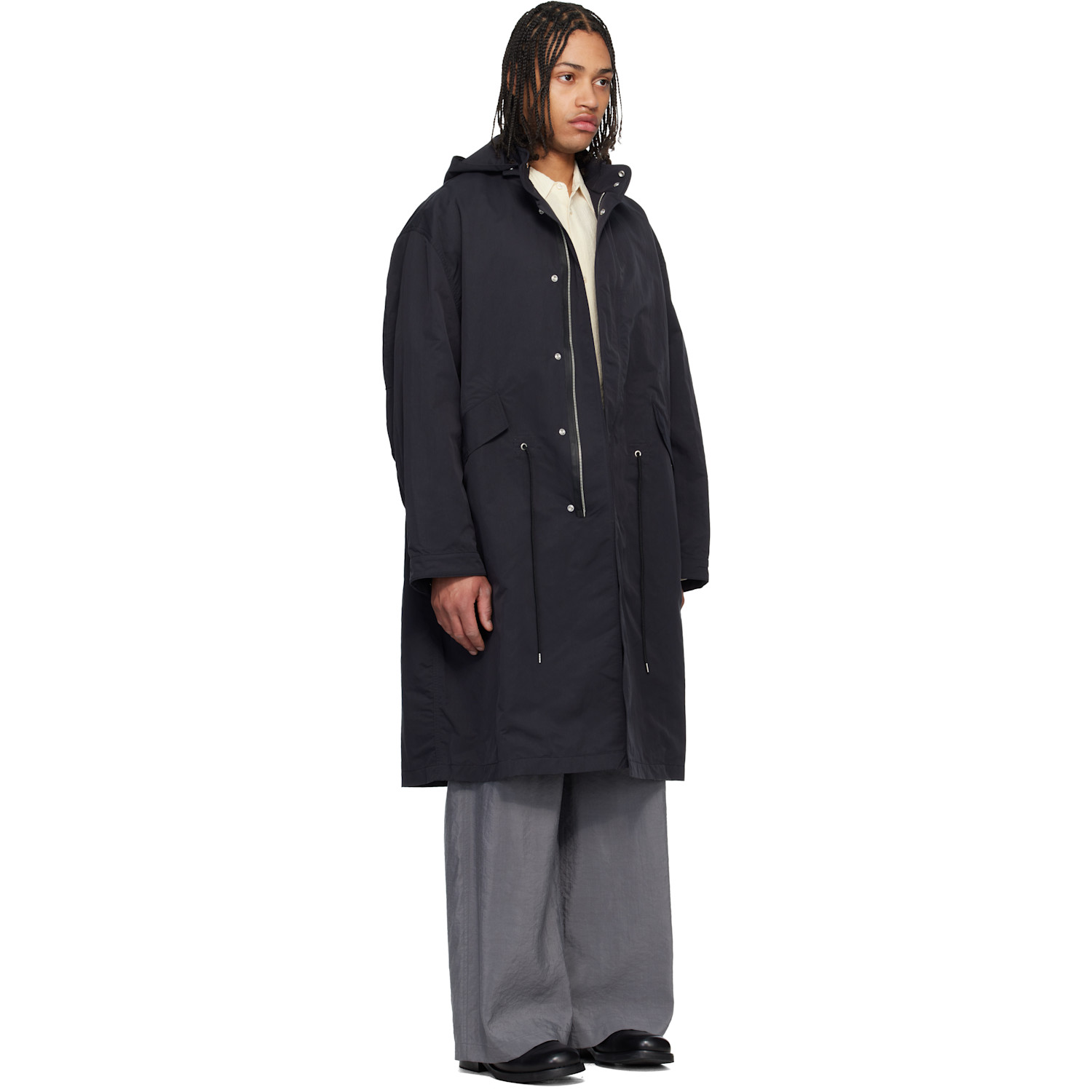  Studio Nicholson Navy Lotus Coat 
