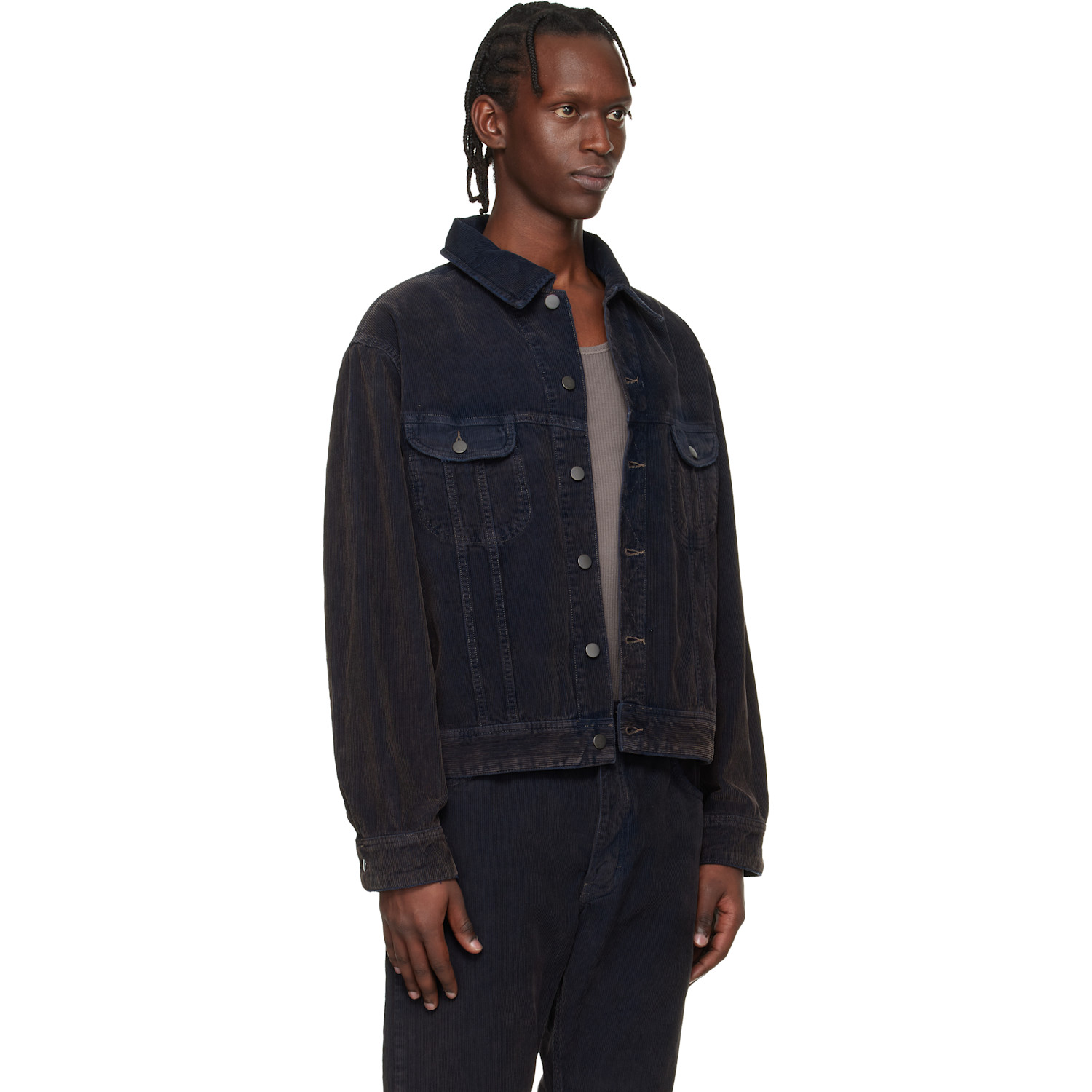  Studio Nicholson Navy Aaron Levine Edition Derby Corduroy Jacket 
