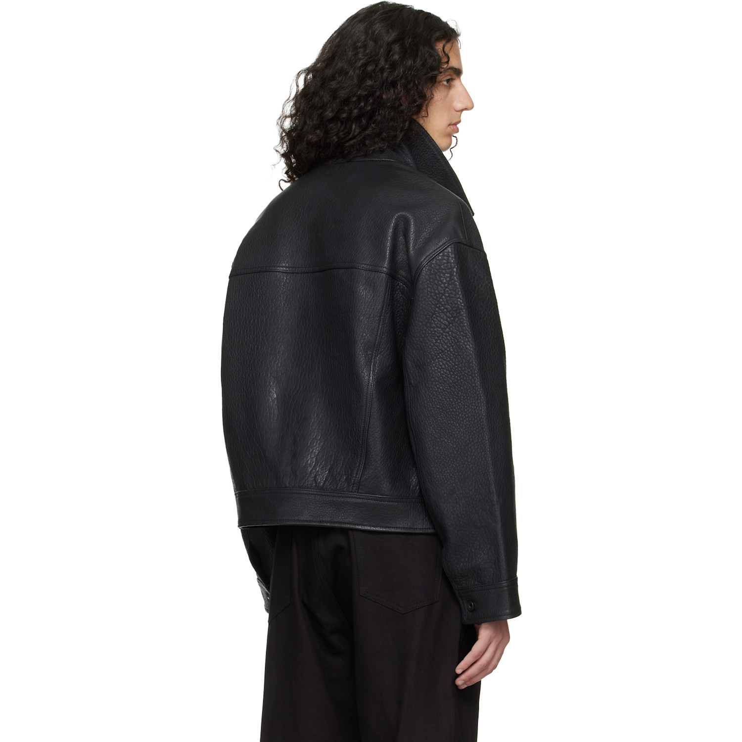  Studio Nicholson Black Doyard Leather Jacket 