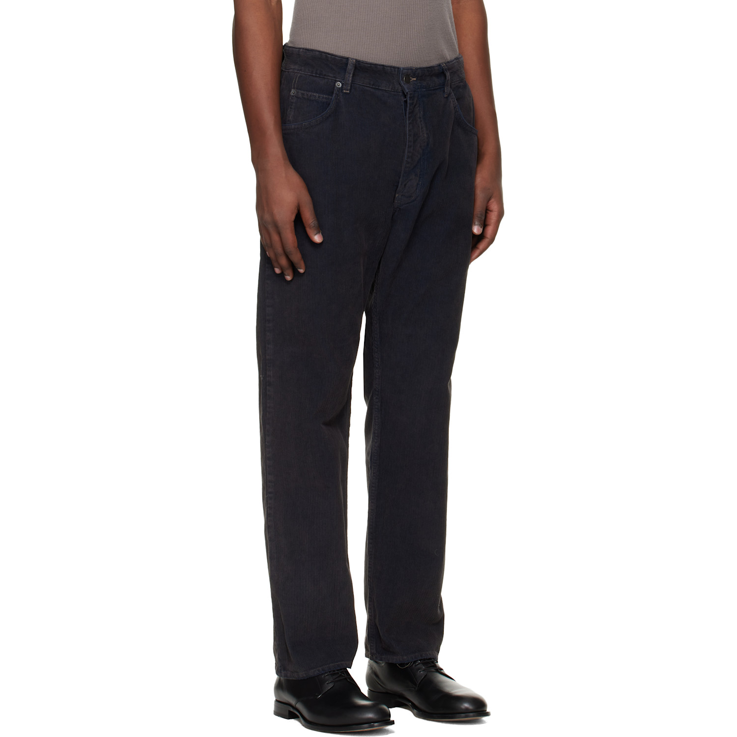  Studio Nicholson Navy Woodstock Corduroy Trousers 