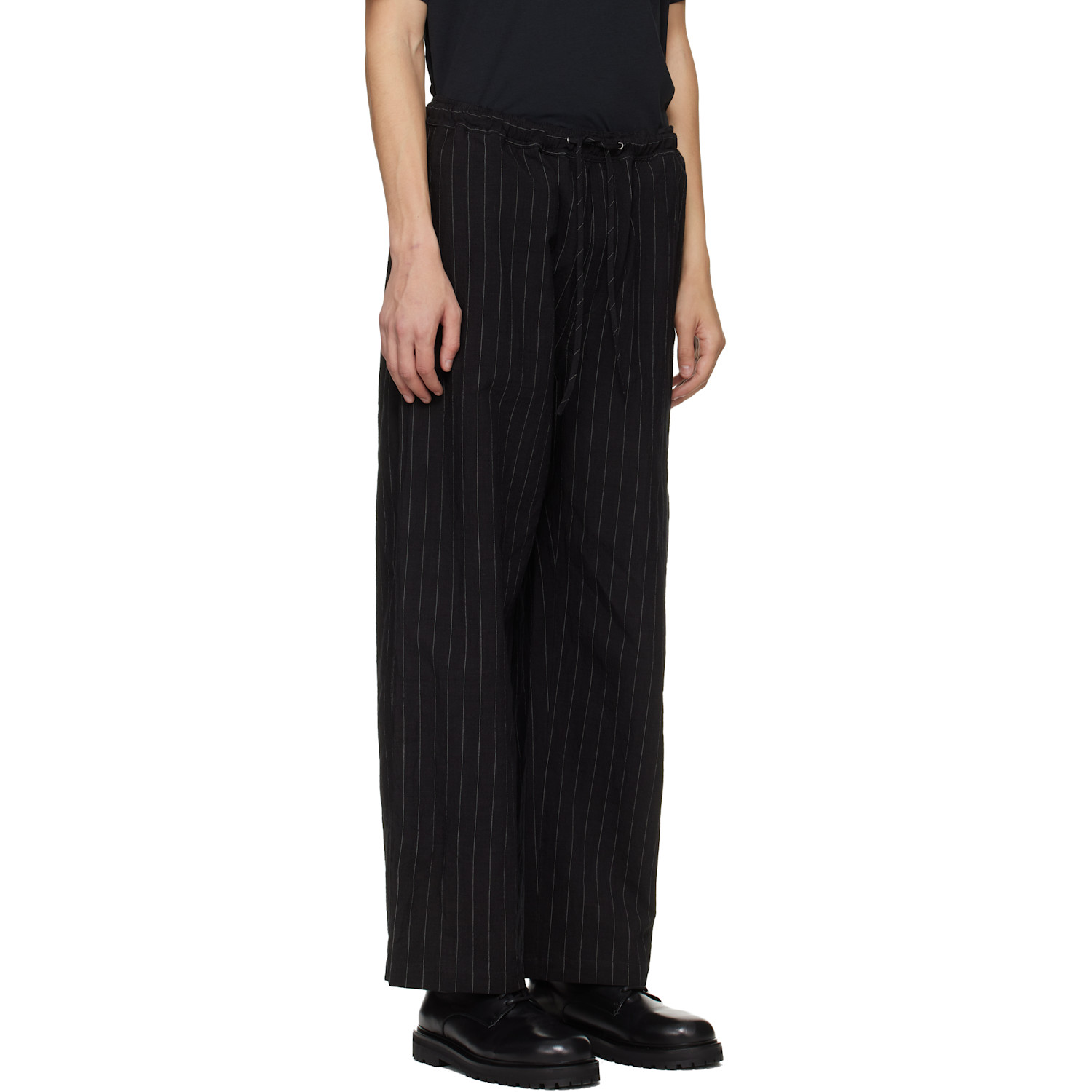  Studio Nicholson Black Sonny Pinstripe Trousers 