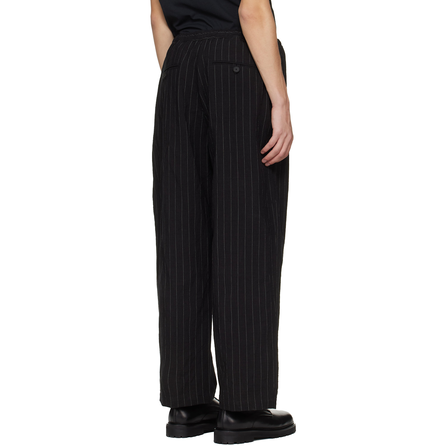  Studio Nicholson Black Sonny Pinstripe Trousers 