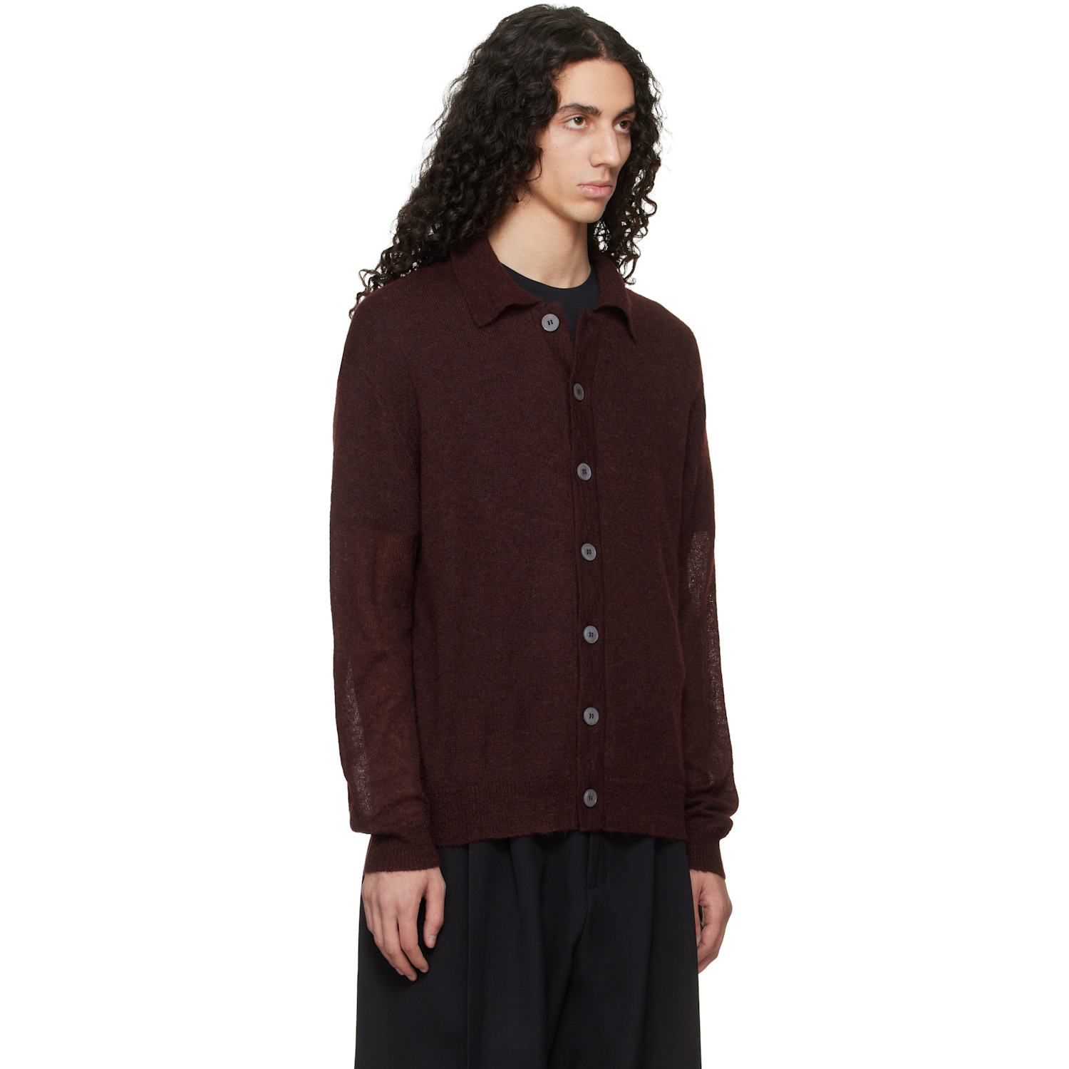  Studio Nicholson Burgundy Hamto Kint Cardigan 