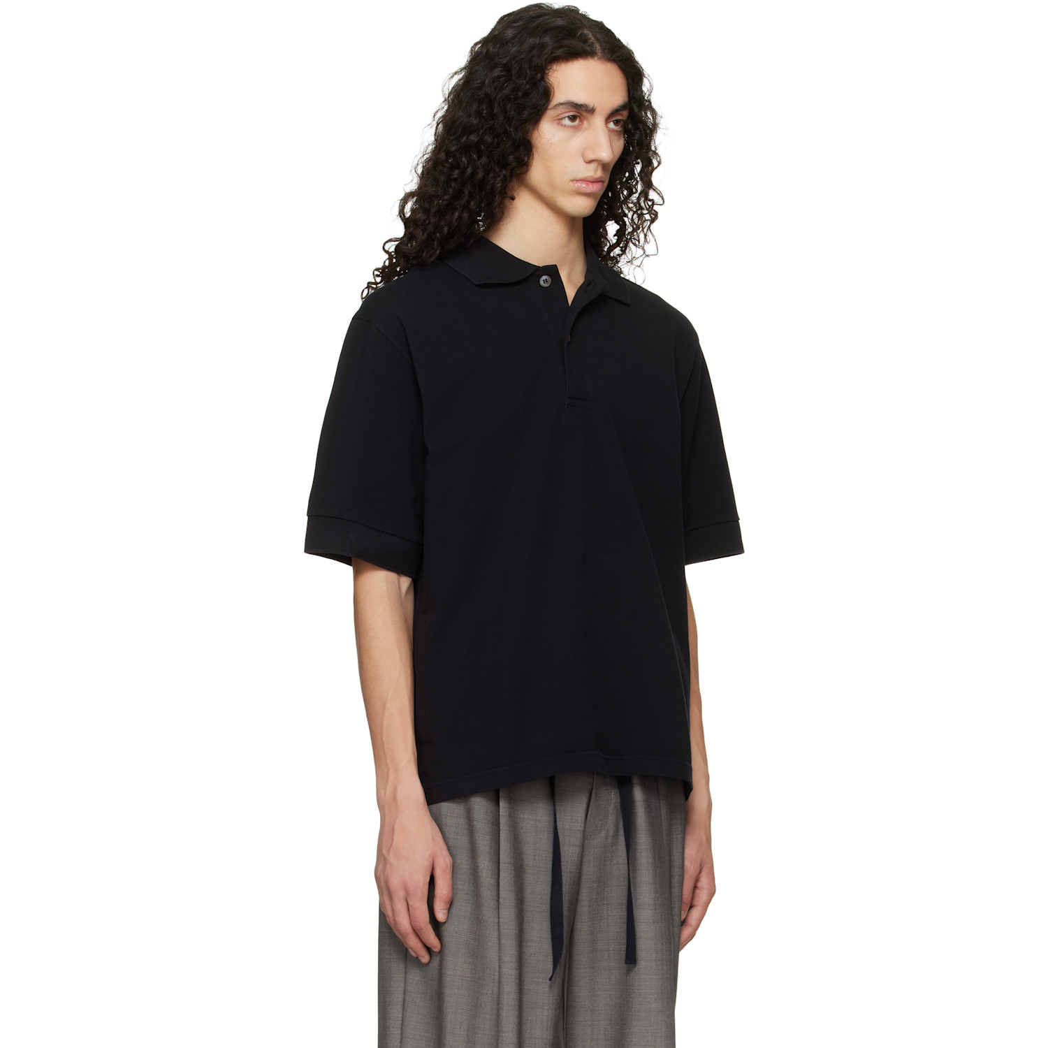  Studio Nicholson Black Balaton Jersey Polo 