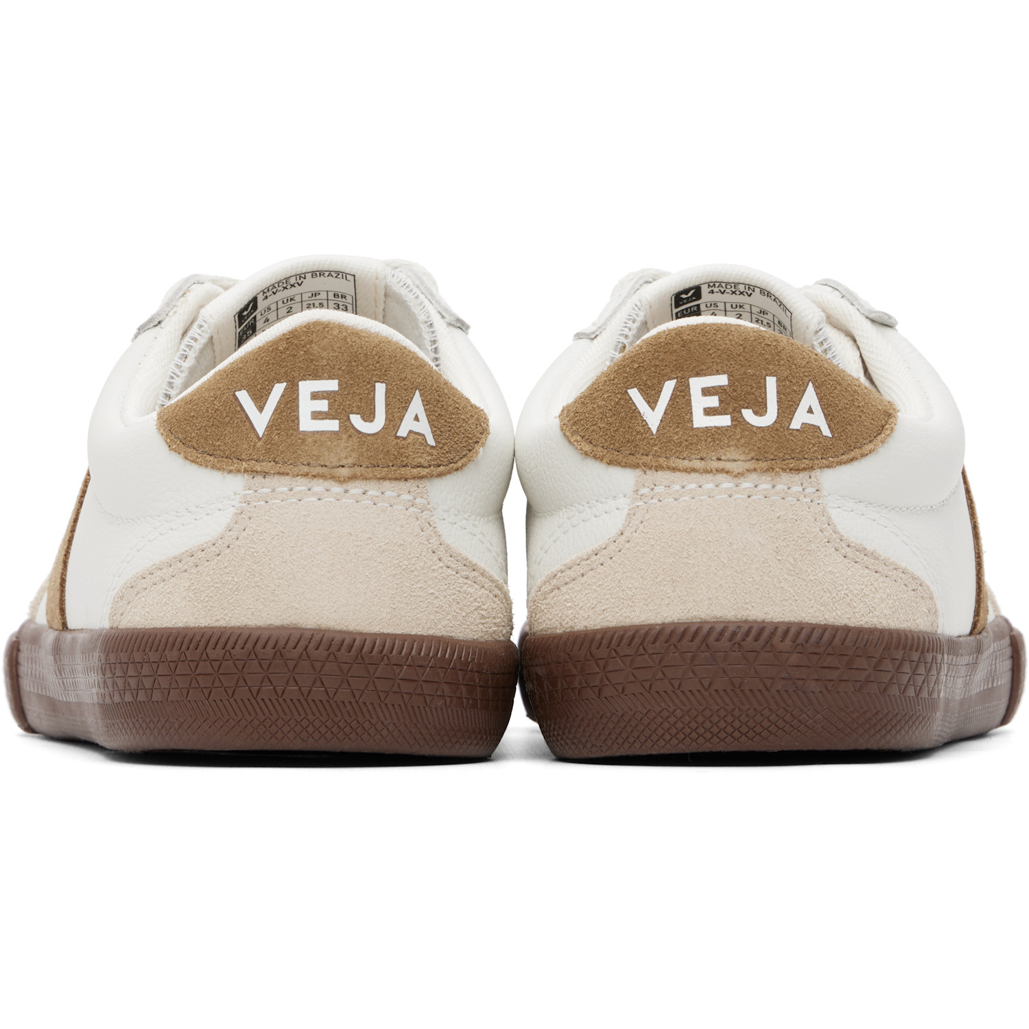  Veja White & Brown Volley Leather Sneakers 