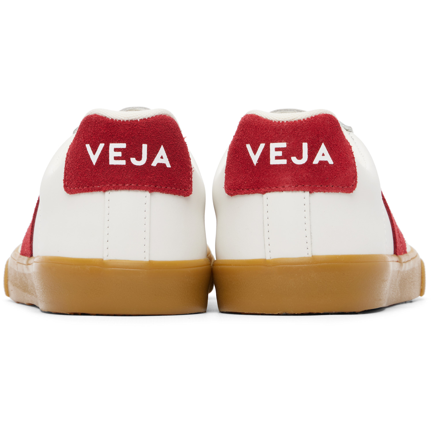  Veja White & Red Esplar Leather Sneakers 