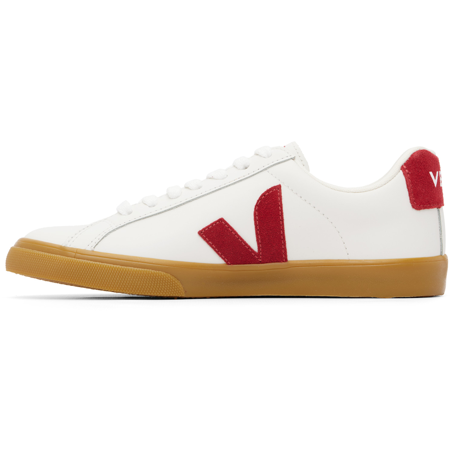  Veja White & Red Esplar Leather Sneakers 