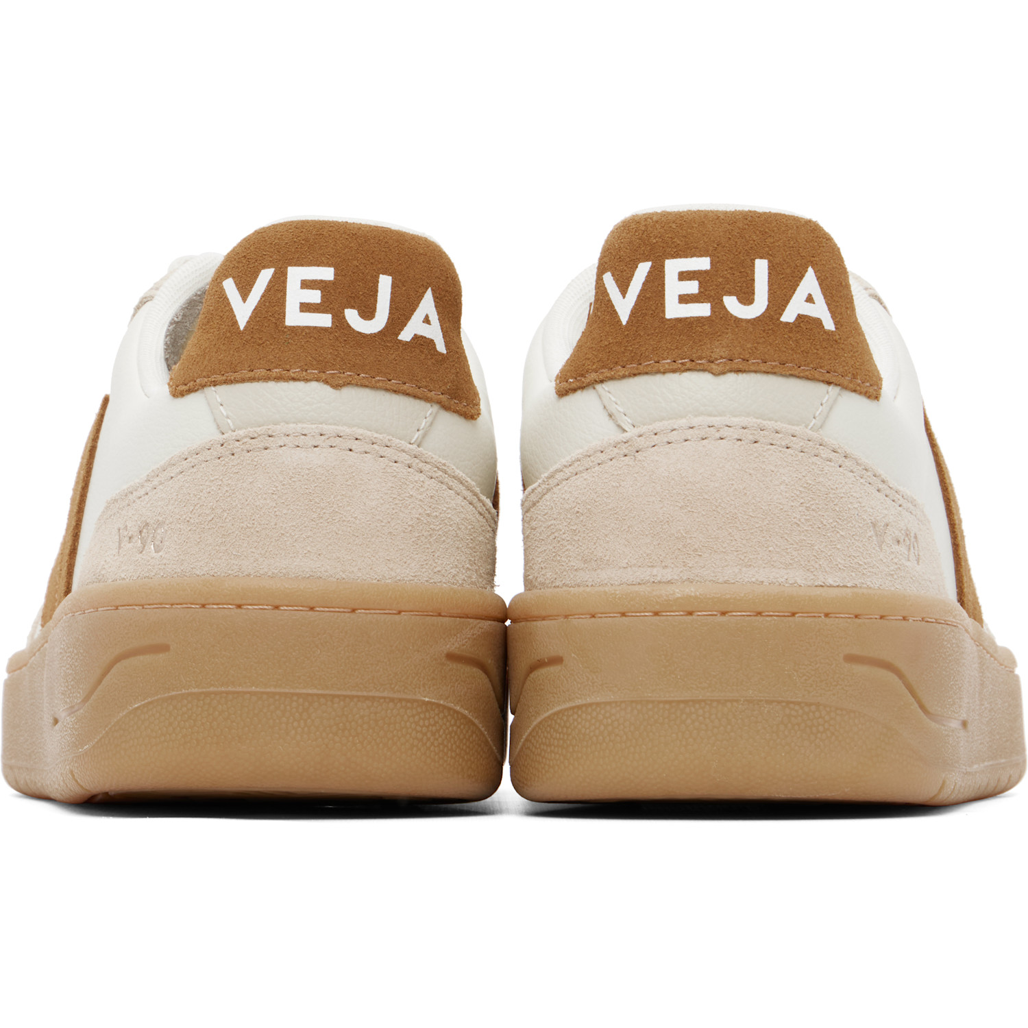  Veja Off-white & Tan V-90 Leather Sneakers 