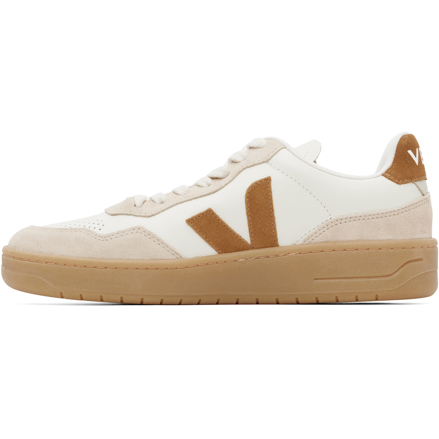  Veja Off-white & Tan V-90 Leather Sneakers 