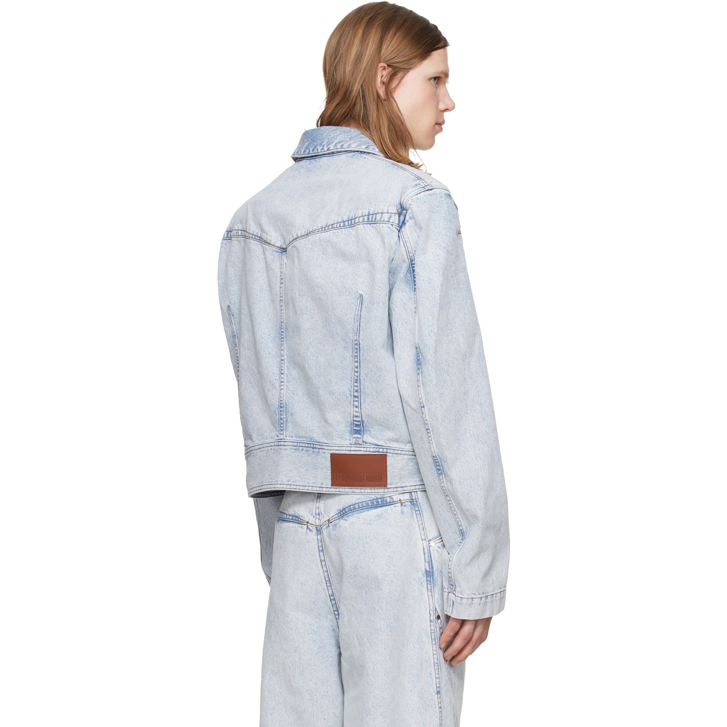  Lgn Louis Gabriel Nouchi Blue Wide-shoulder Zipped Denim Jacket 