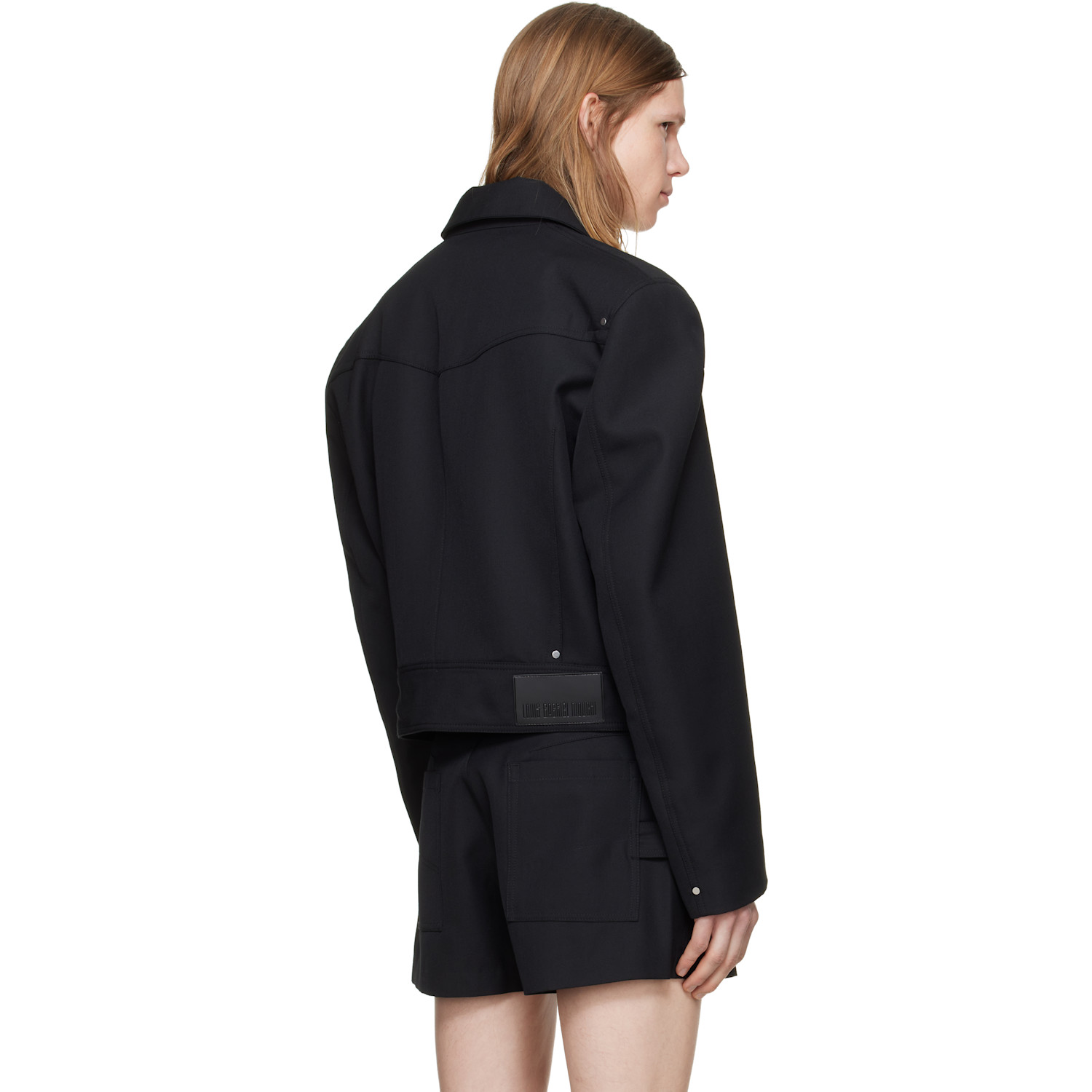  Lgn Louis Gabriel Nouchi Black Shoulder Padding Wool Zipped Jacket 