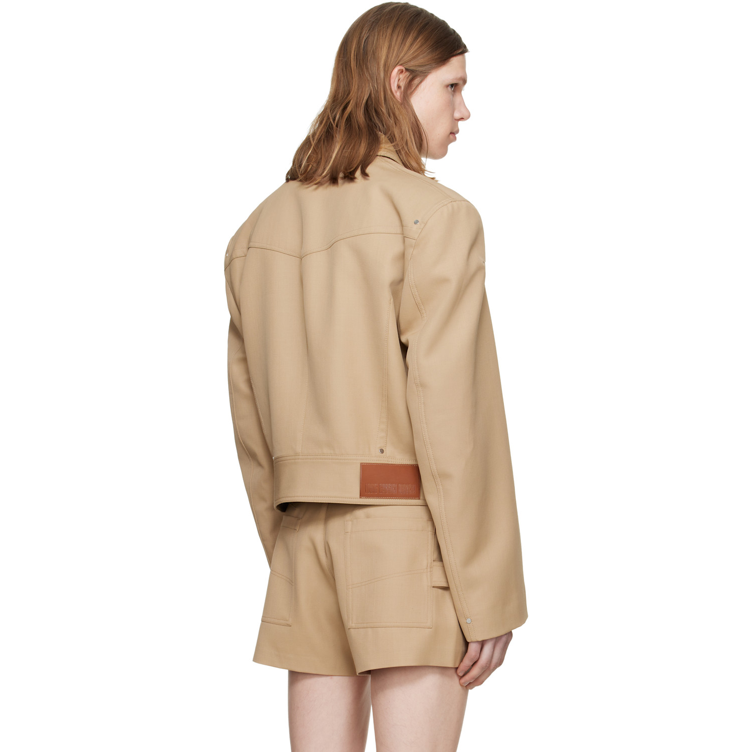  Lgn Louis Gabriel Nouchi Beige Shoulder Padding Wool Zipped Jacket 