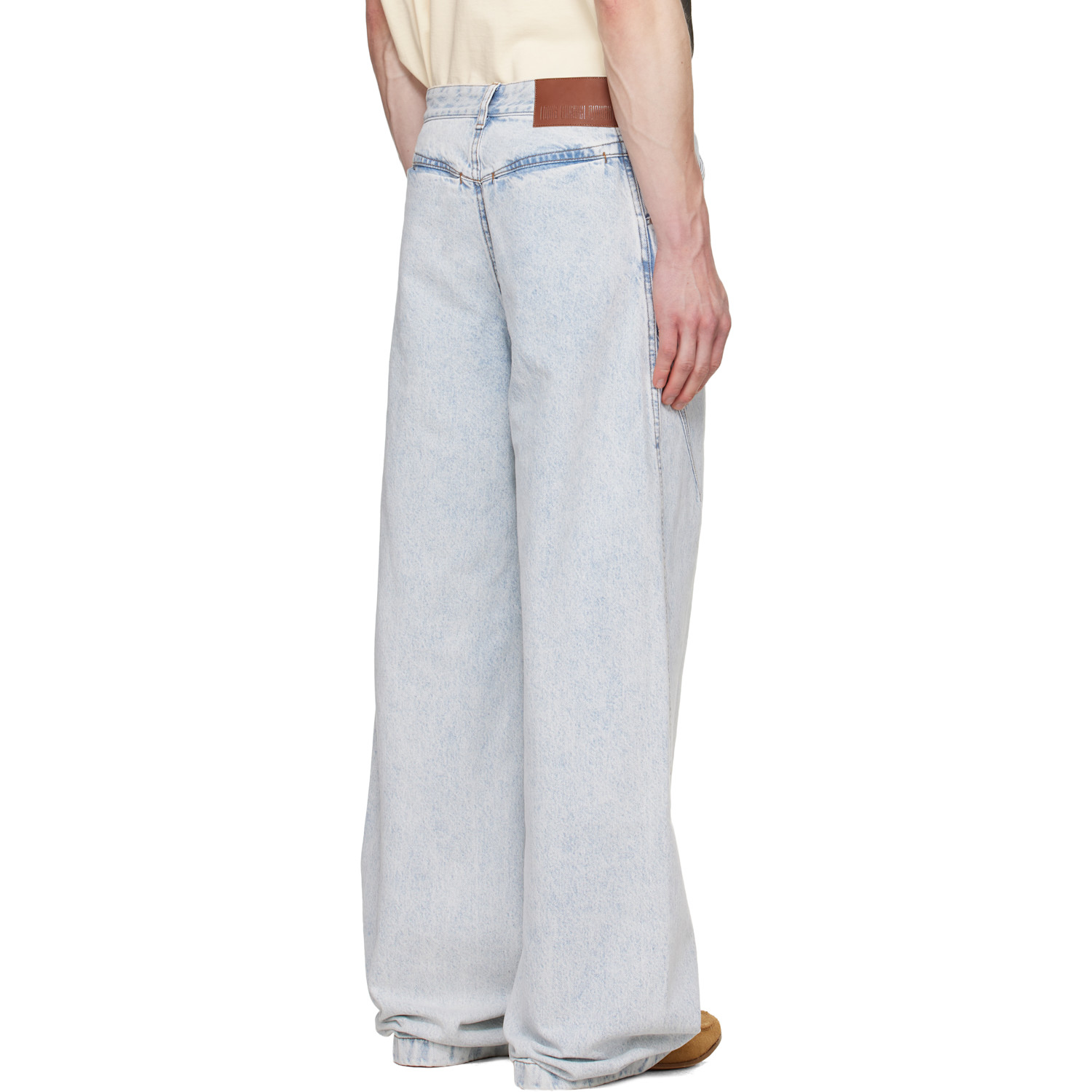  Lgn Louis Gabriel Nouchi Blue Straight-leg Light-wash Pleats Jeans 