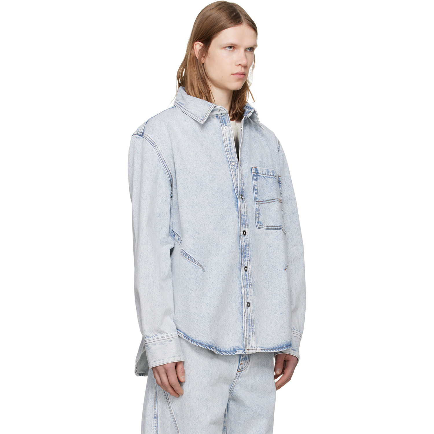  Lgn Louis Gabriel Nouchi Blue Denim Shirt 
