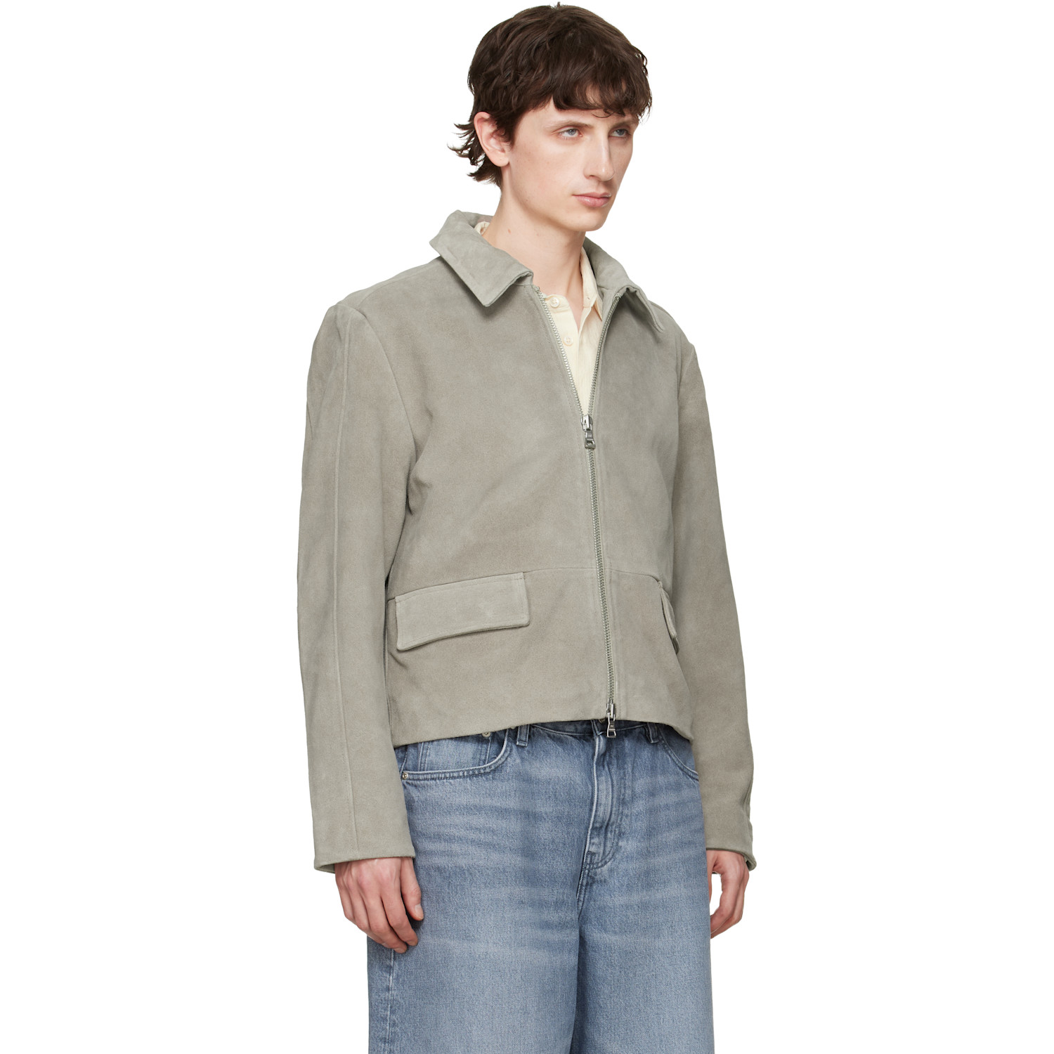  Won Hundred Gray Denzel Suede Leather Jacket 