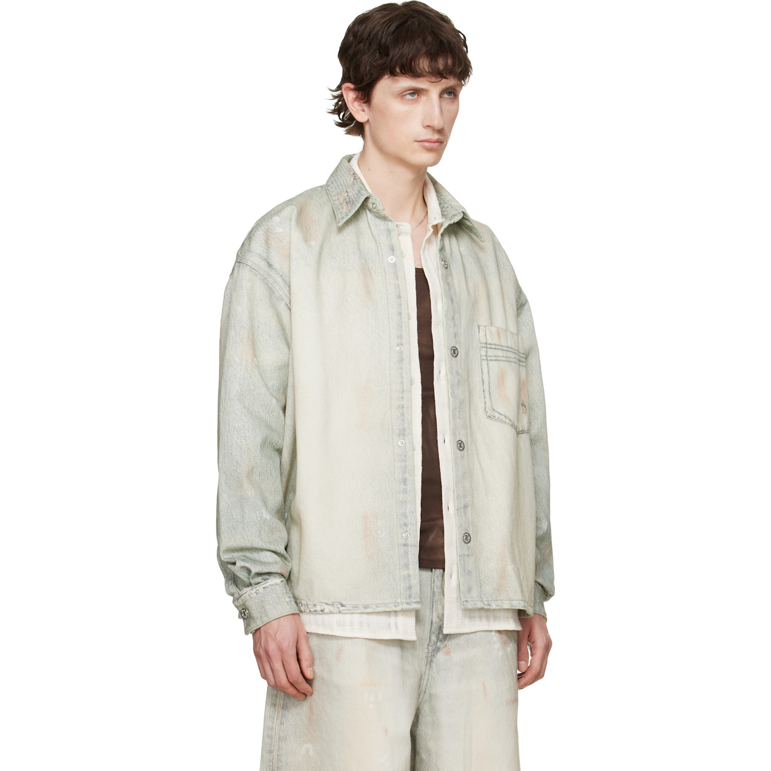  Won Hundred Blue Maza Printed Denim Shirt 