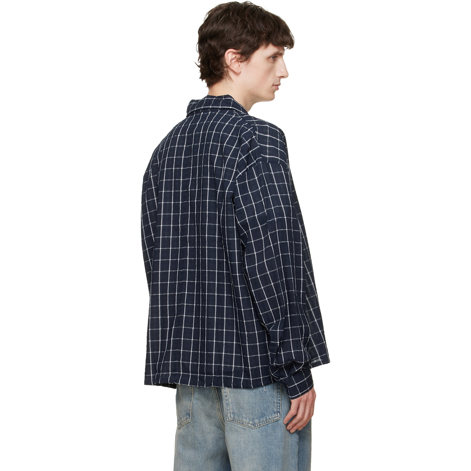  Won Hundred Navy Maza Check Shirt 