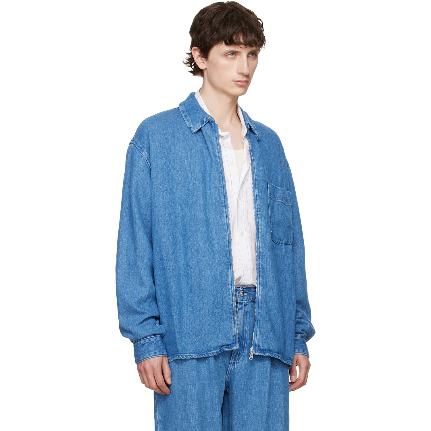  Won Hundred Blue Zayne Denim Zip Shirt 