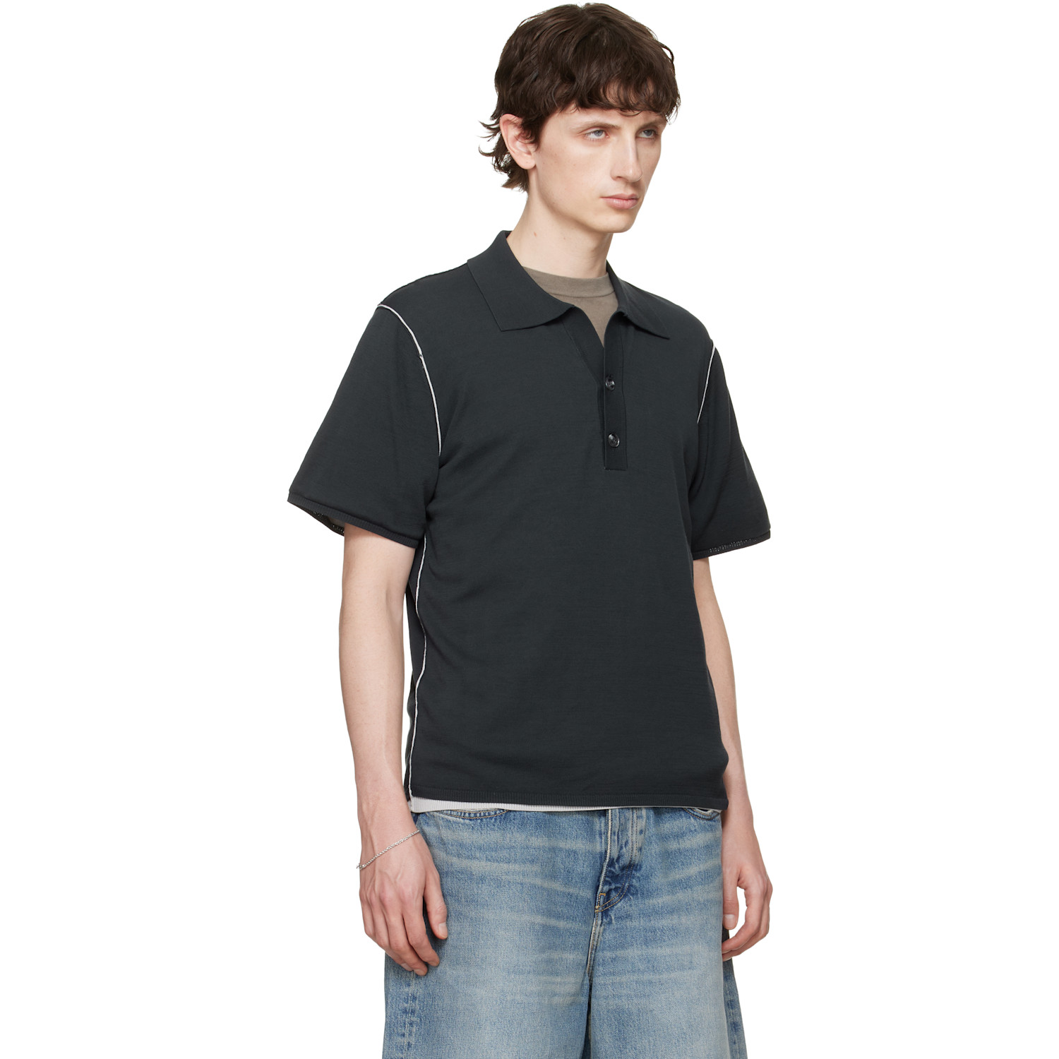  Won Hundred Black Jonas Two Layer Knit Polo 