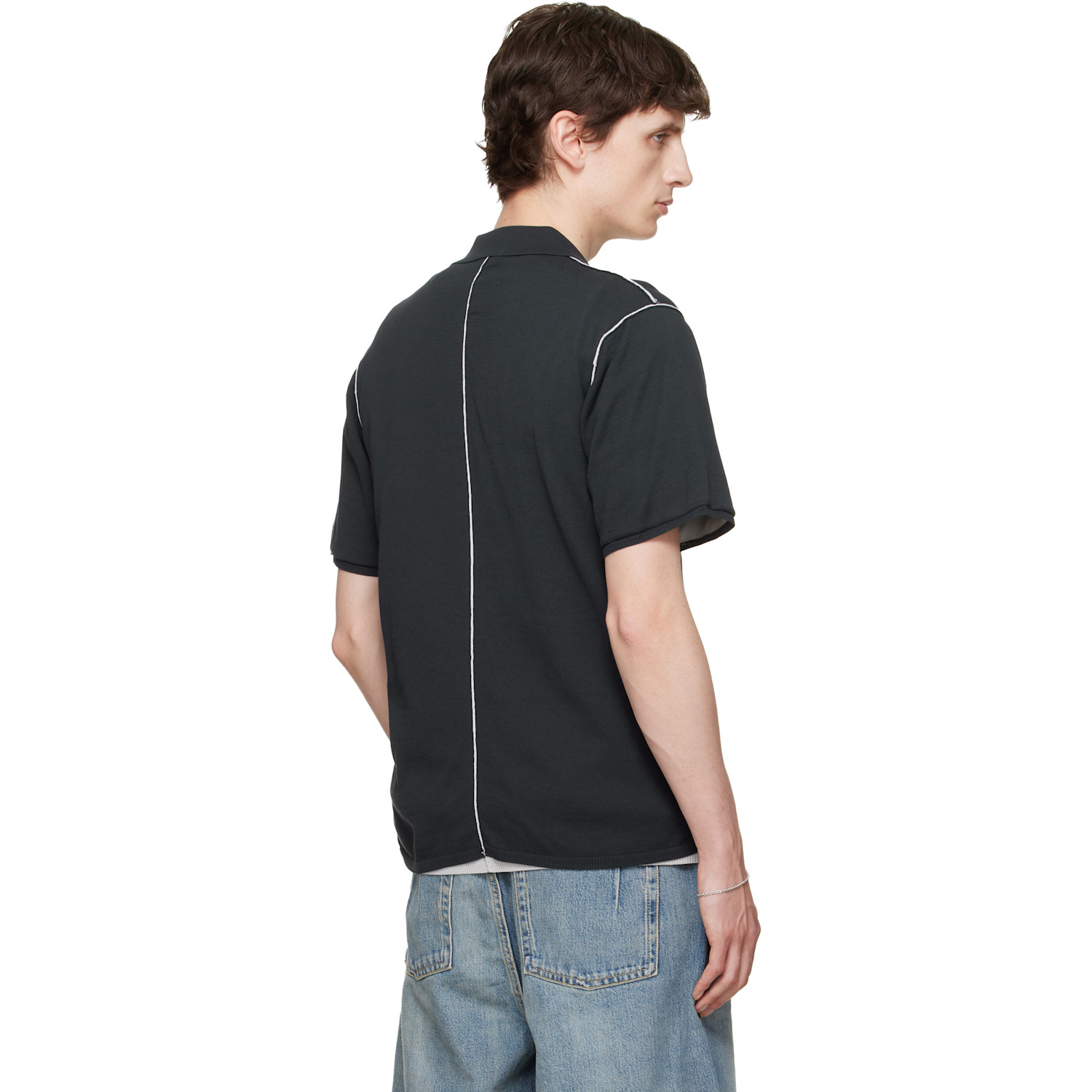  Won Hundred Black Jonas Two Layer Knit Polo 