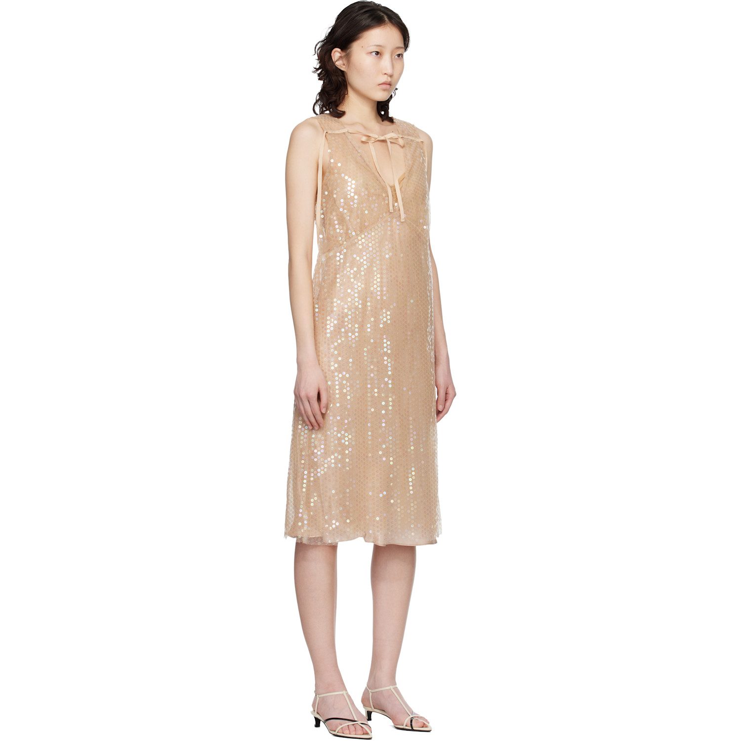  Renaissance Renaissance Beige Giulia Midi Dress 