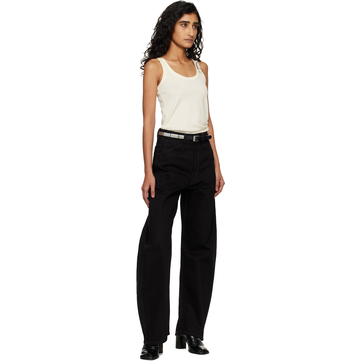  Lemaire Black & Silver Buffalo Studs 20 Belt 