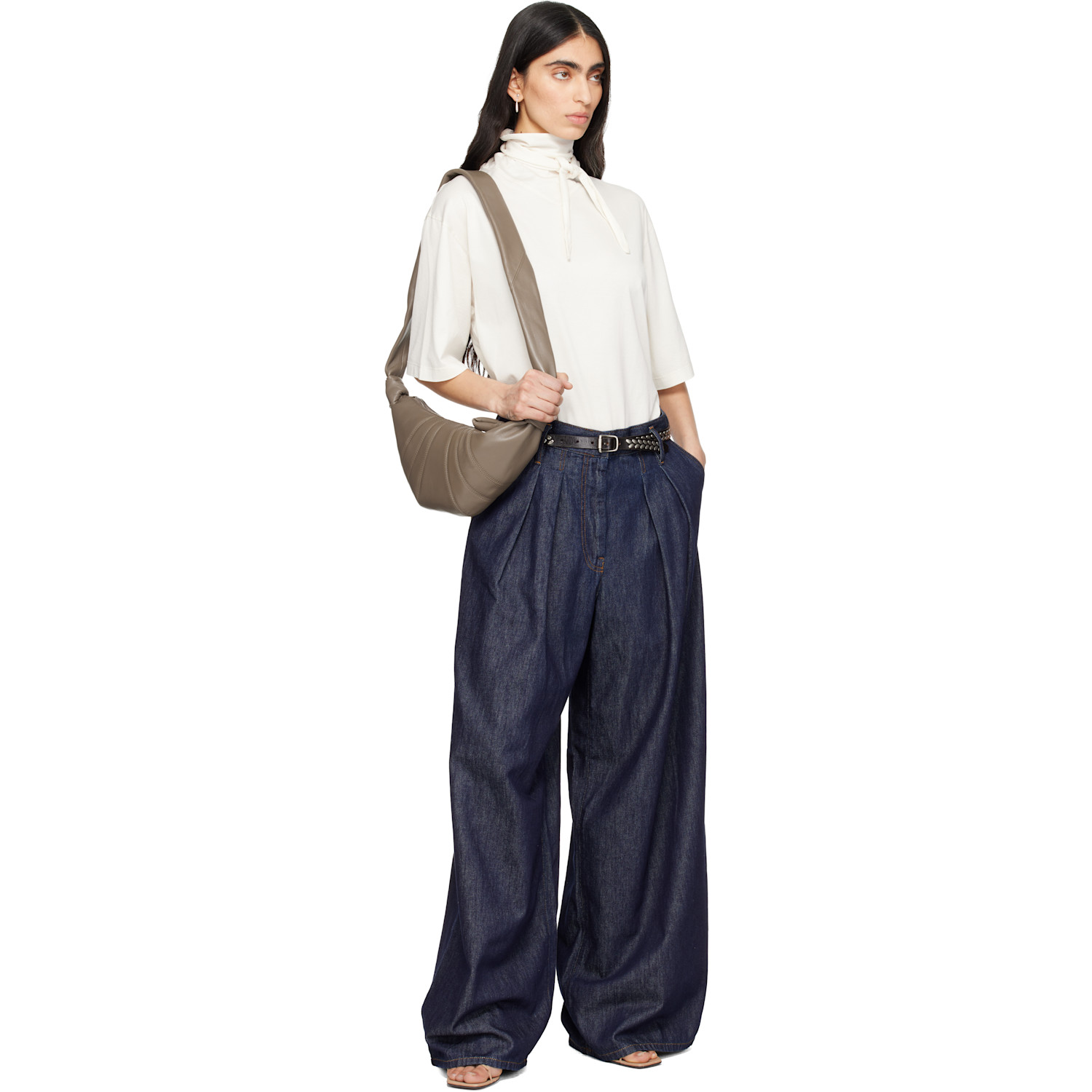  Lemaire Brown Almond Stud Belt 
