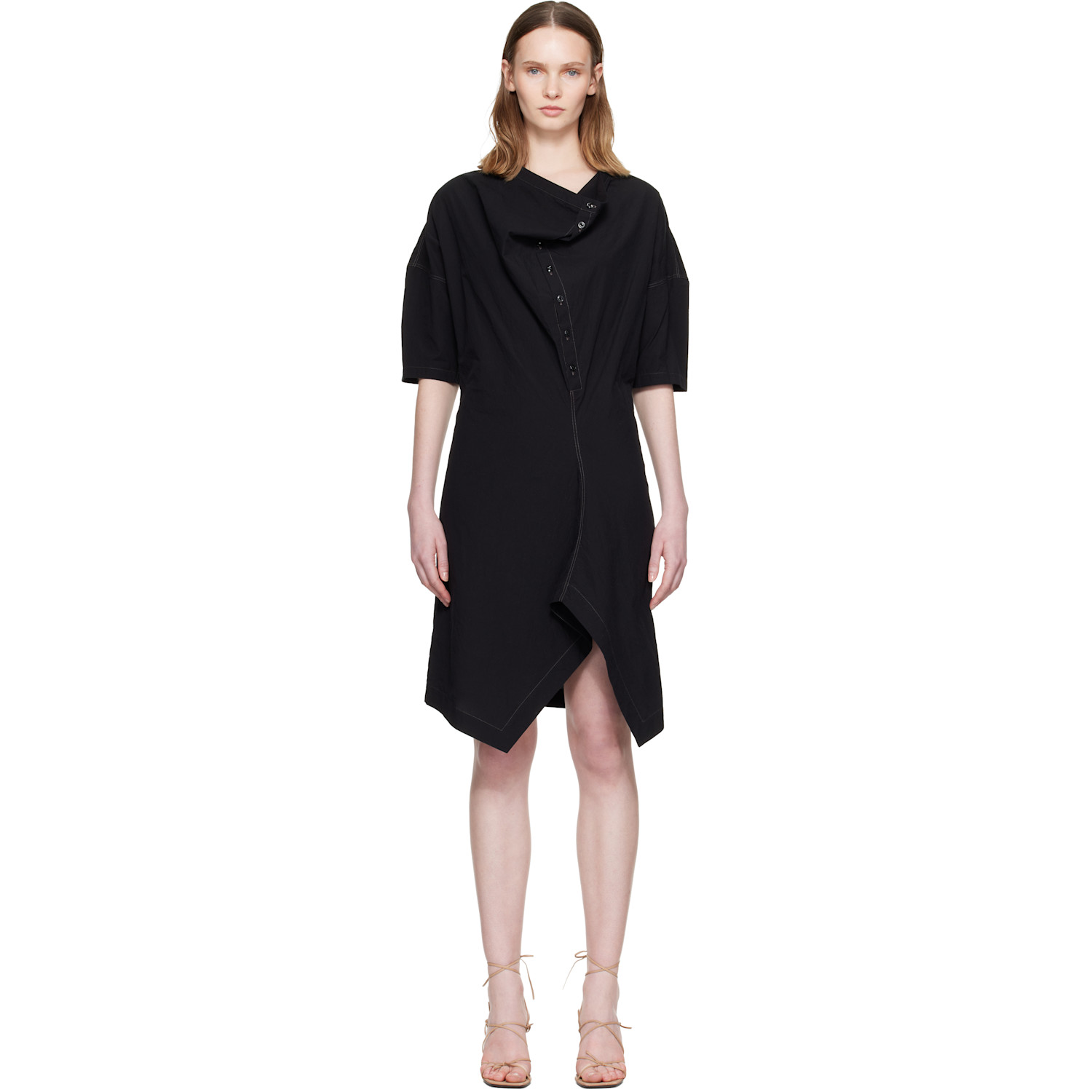 LEMAIRE Black Soft Collar Tube Minidress