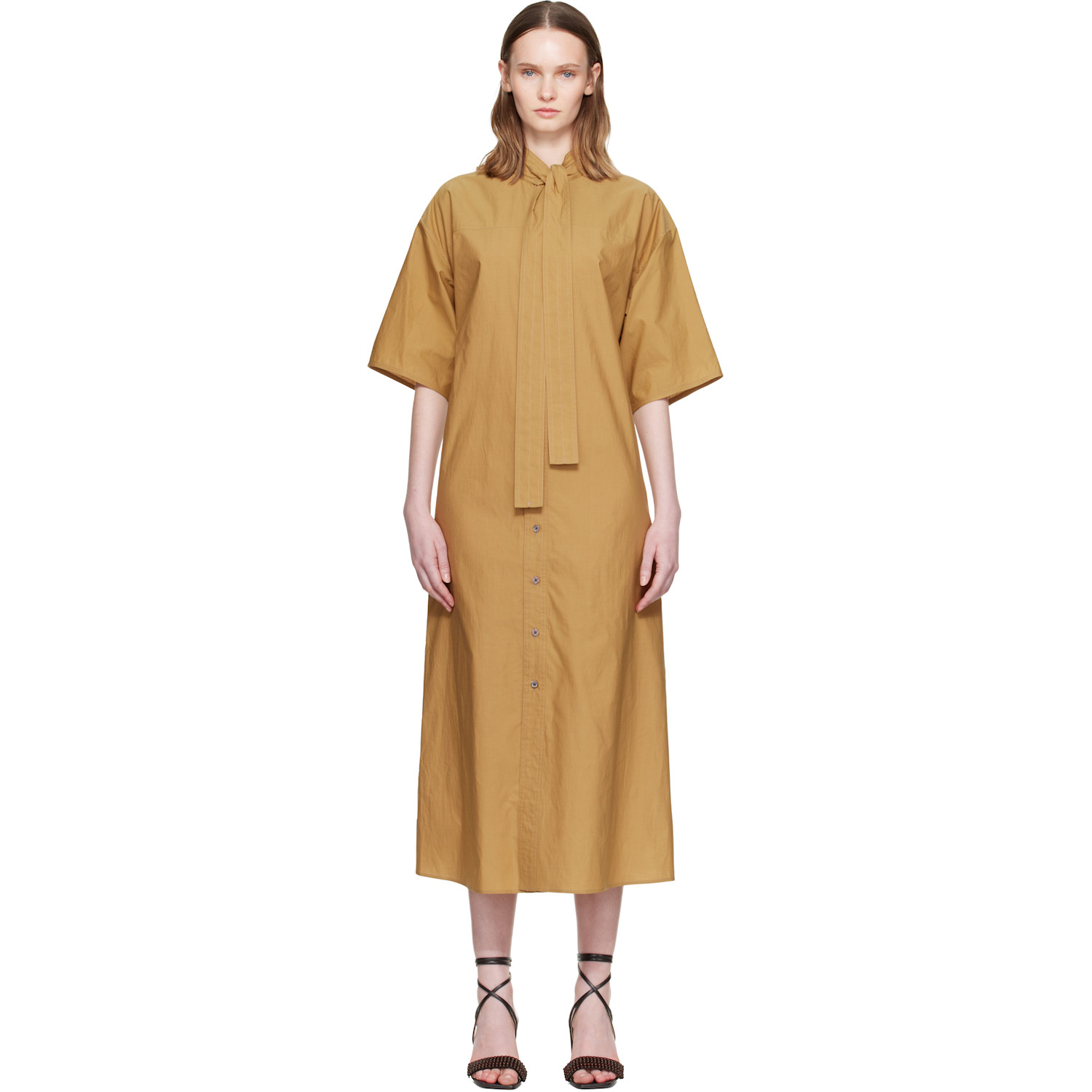 LEMAIRE Tan Reversible Tube Midi Dress