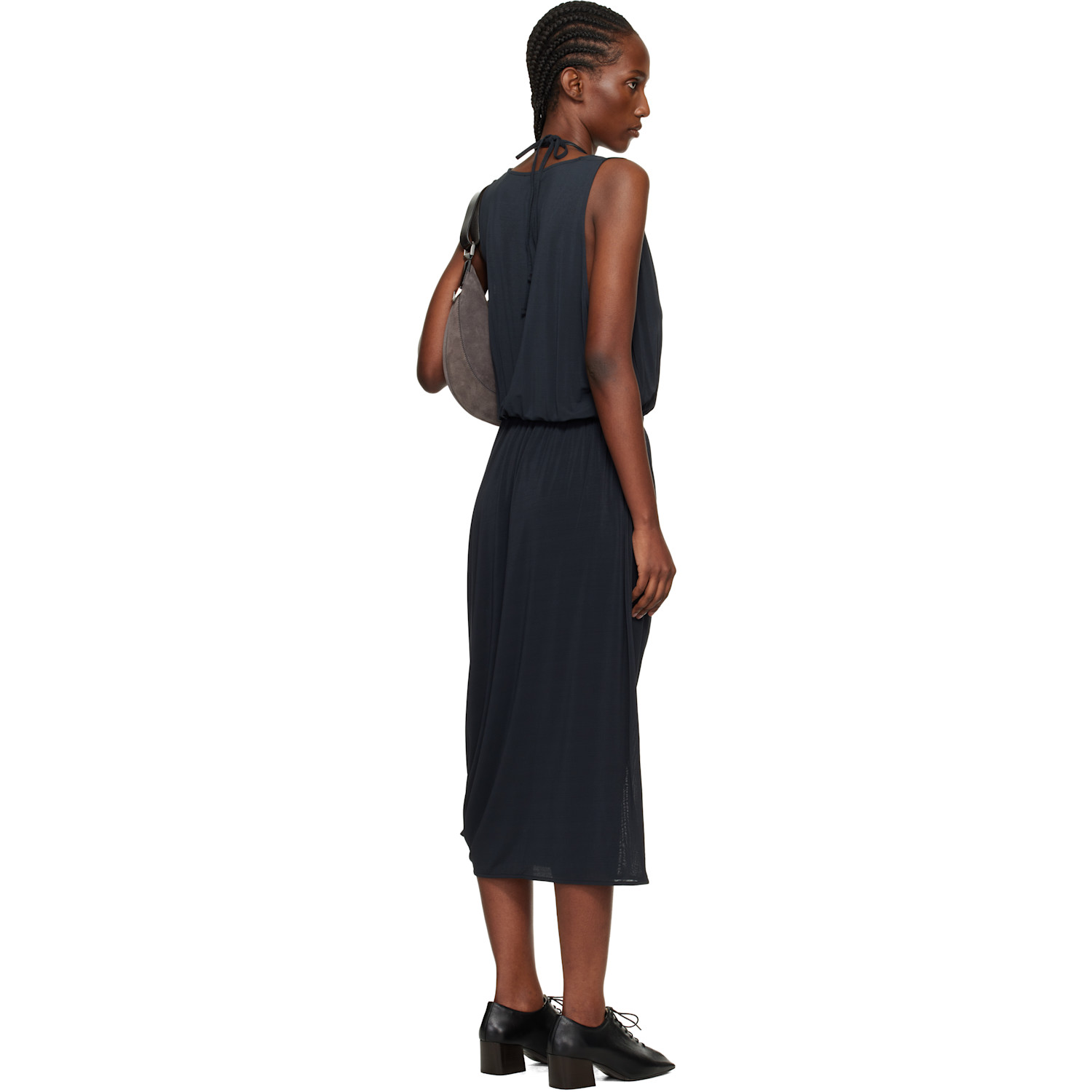  Lemaire Gray Double Layer Drape Maxi Dress 