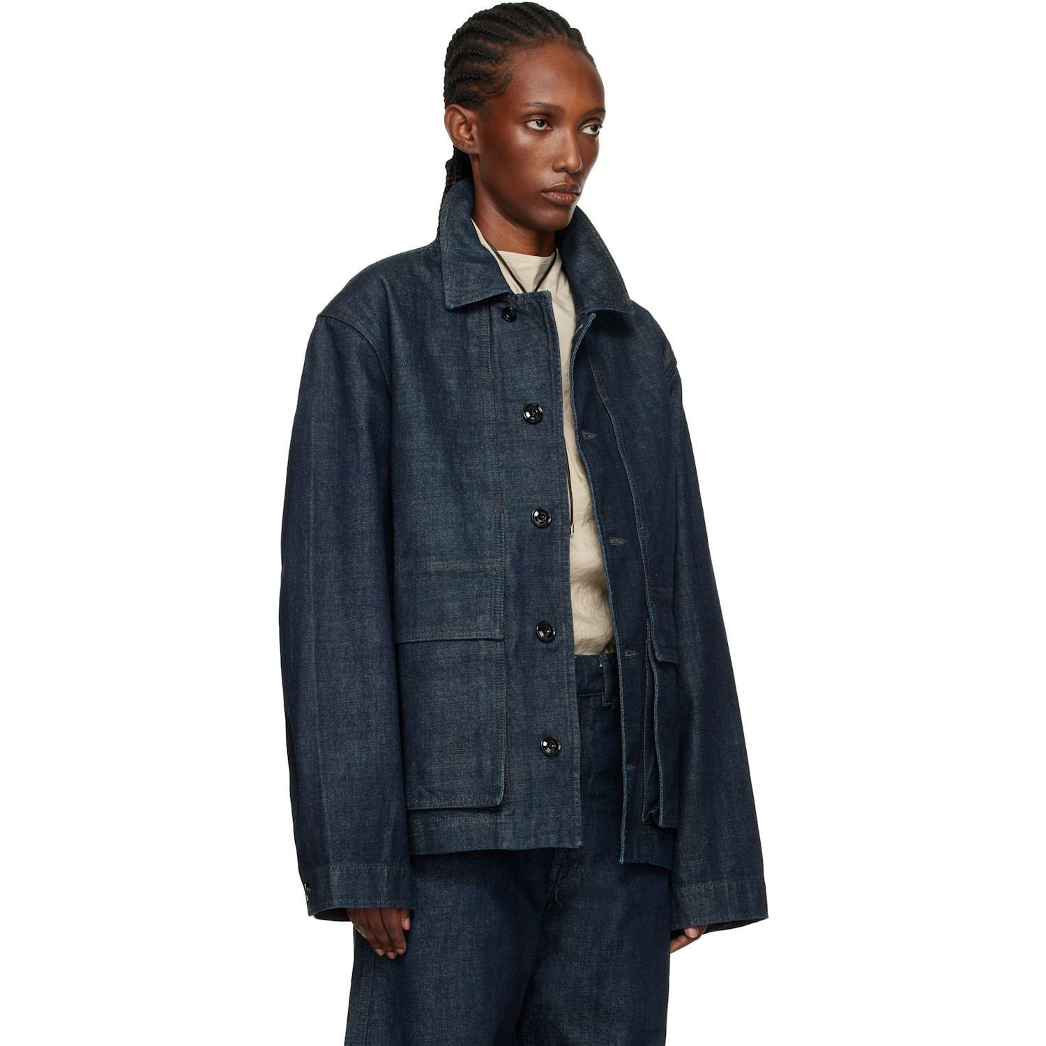  Lemaire Navy Boxy Denim Jacket 